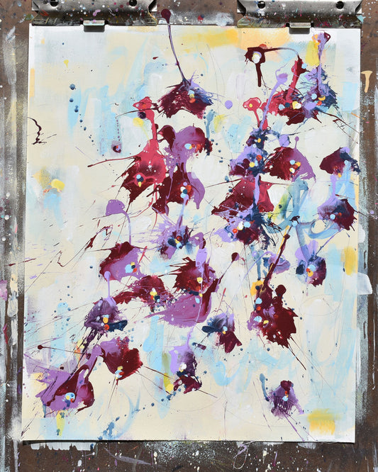 A Dream Of Irises 16″ x 20″ Abstract Painting on Unstretched Canvas