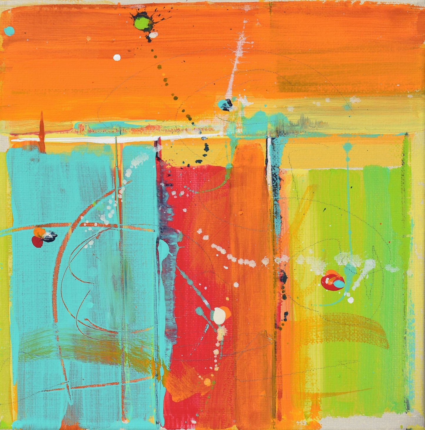 All In One Brilliant Day 16″ x 16″ Abstract Painting