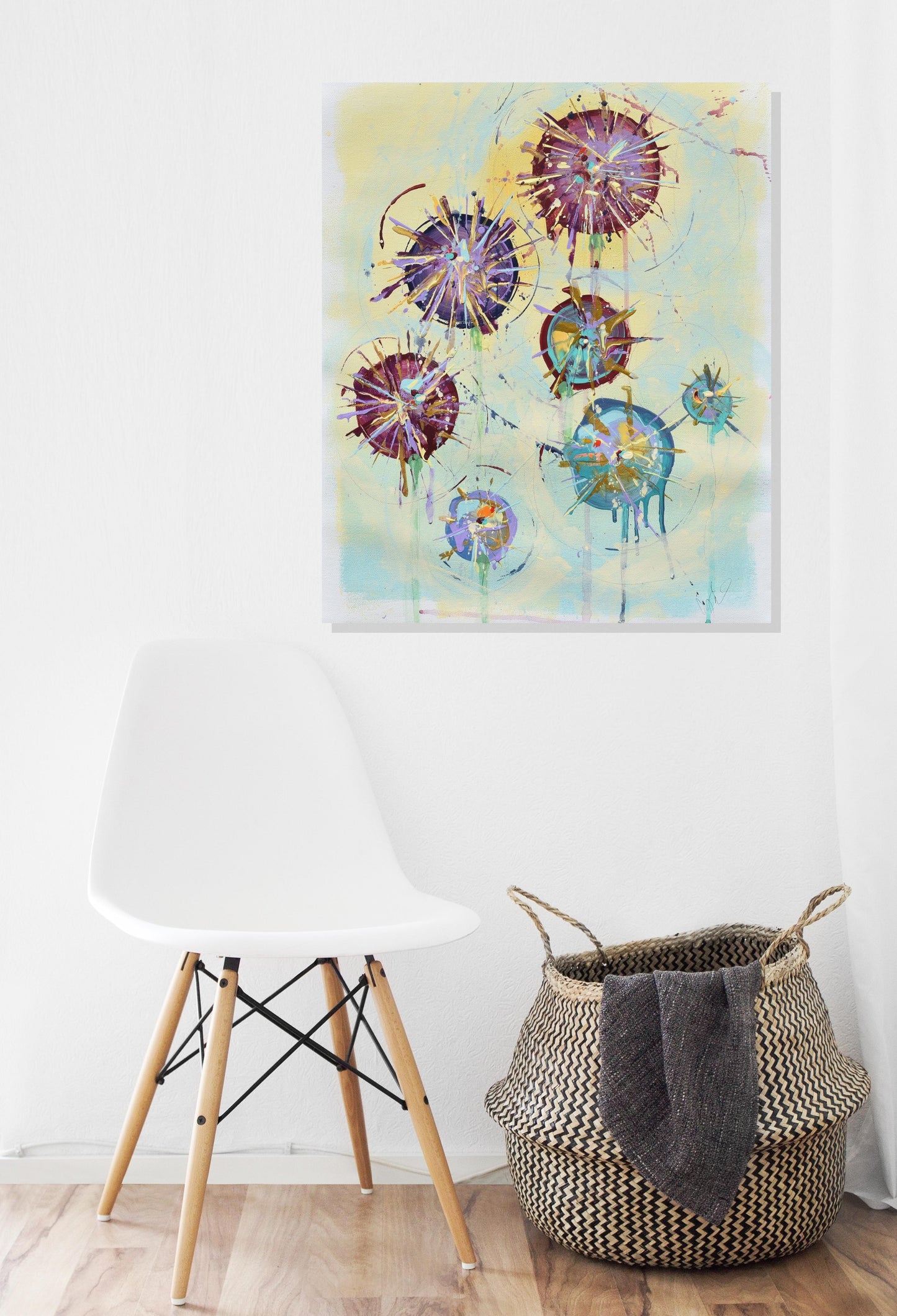 Allium Dreams 16″ x 20″ Abstract Painting on Unstretched Canvas