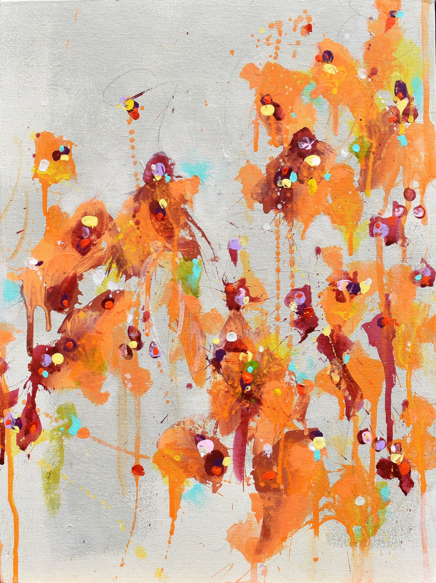 August Lilies 12″ x 16″ Abstract Painting on Panel