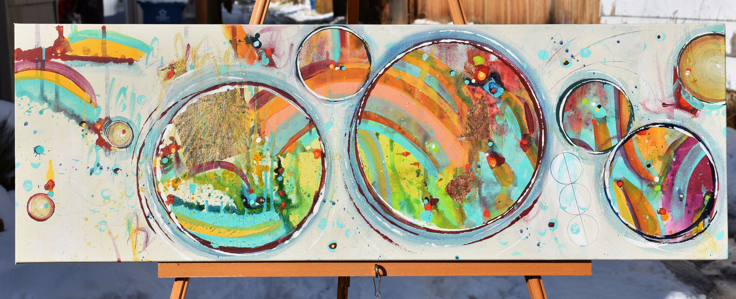 Chasing Rainbows 12″ x 36″ Abstract Painting