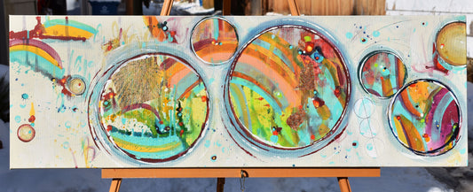 Chasing Rainbows 12″ x 36″ Abstract Painting
