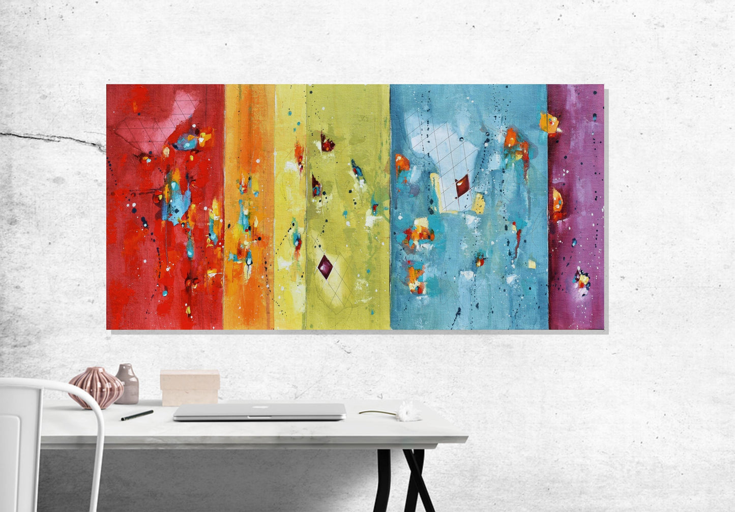 Colors of Spirit 24″ x 12″ Abstract Painting on Panel
