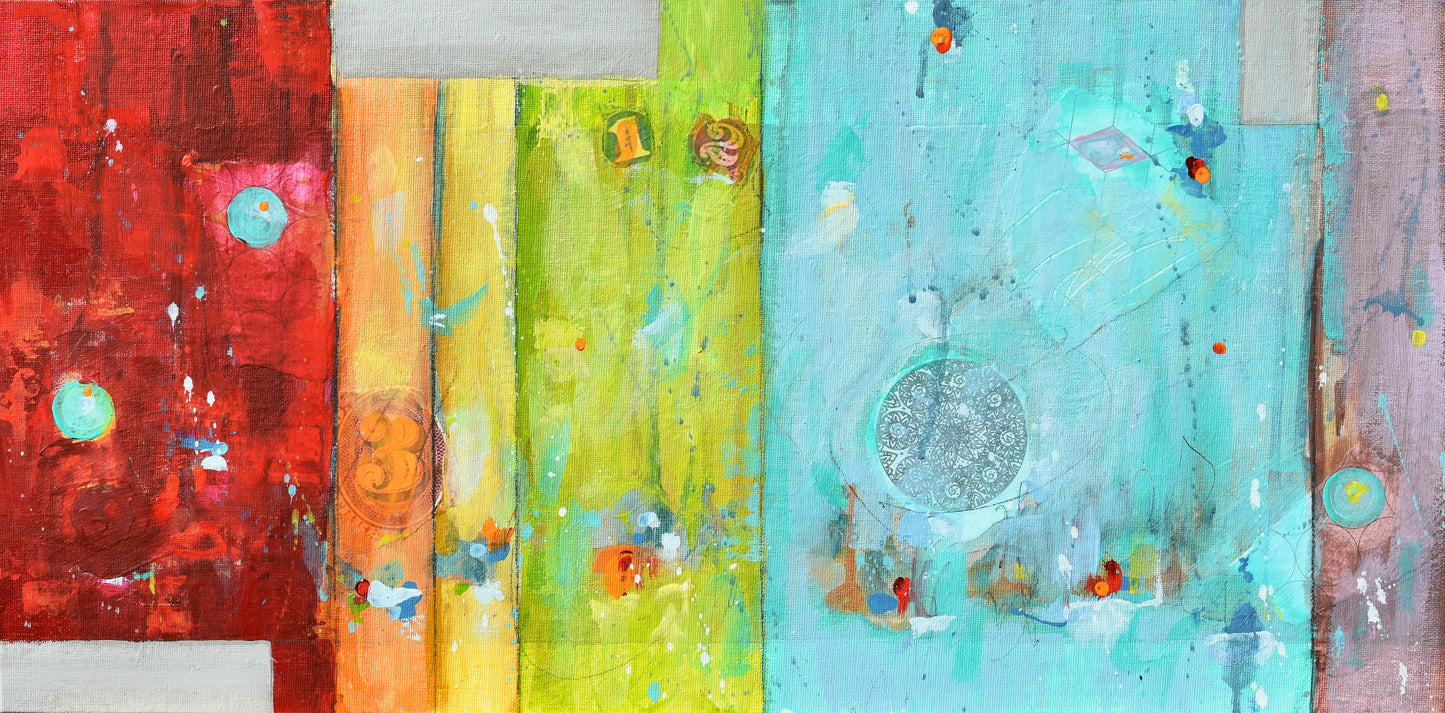 Colors of Bliss 24″ x 12″ Abstract Painting on Panel