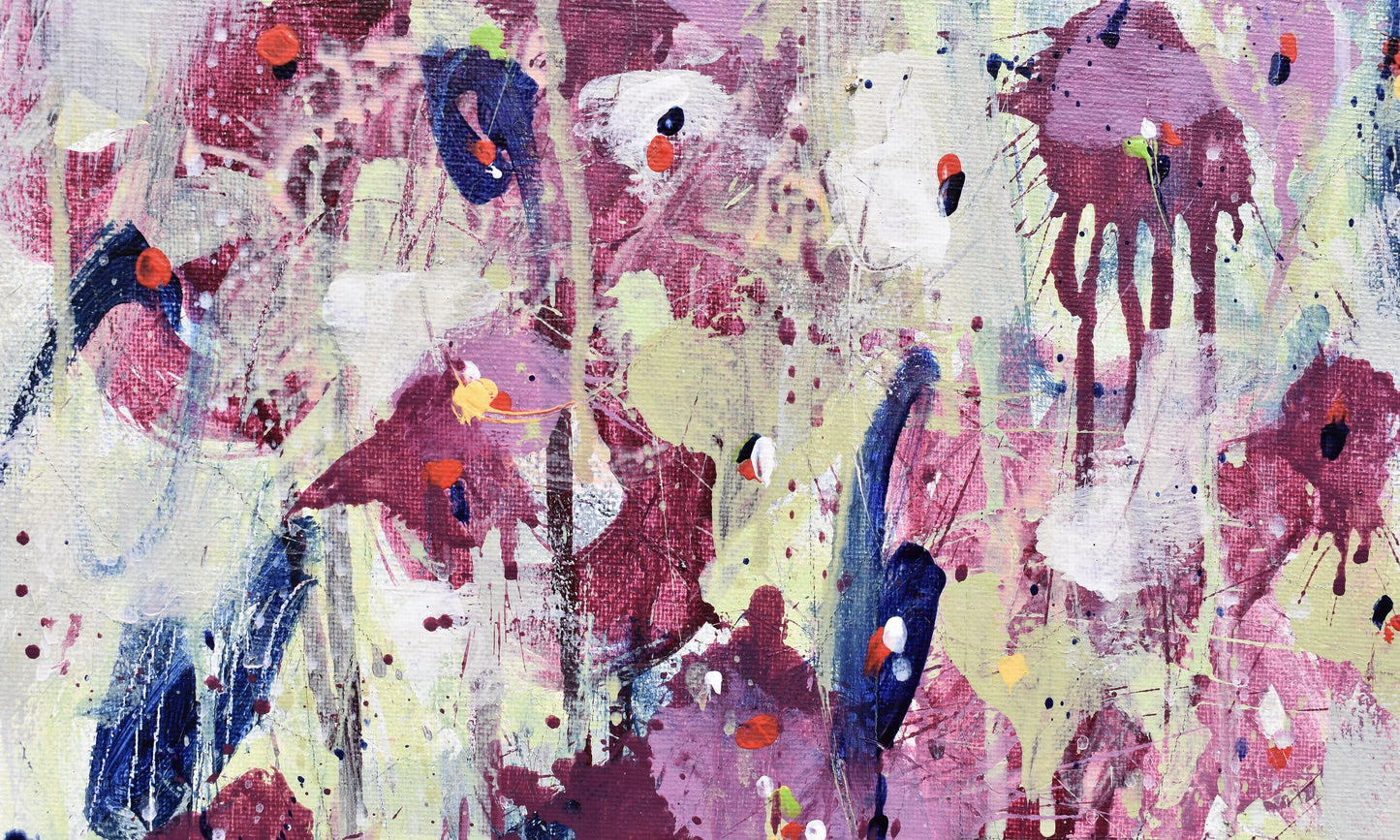 Fleur de Juillet (Flower of July) 12″ x 16″ Abstract Painting on Panel