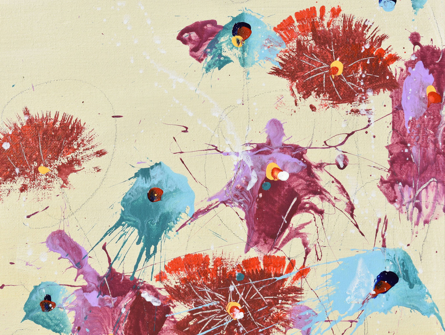 Fleurs de Gratitude (Flowers of Gratitude) 11″ x 14″ Abstract Painting on Panel