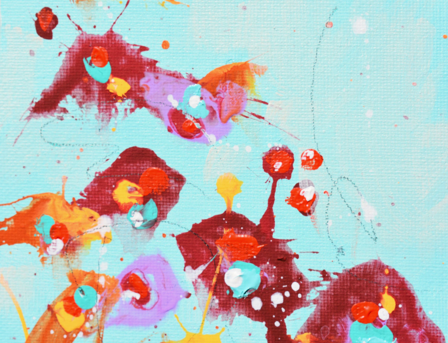 Fleurs de la Nouvelle Lune (Flowers of The New Moon) 5″ x 7″ Abstract Painting on Panel