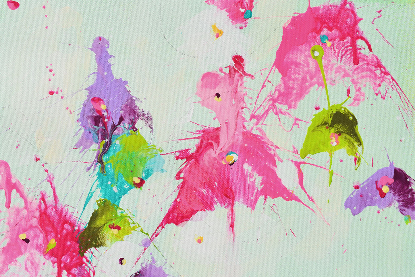 Fleurs du Renouveau (Flowers of Renewal) 16″ x 20″ Abstract Painting on Unstretched Canvas