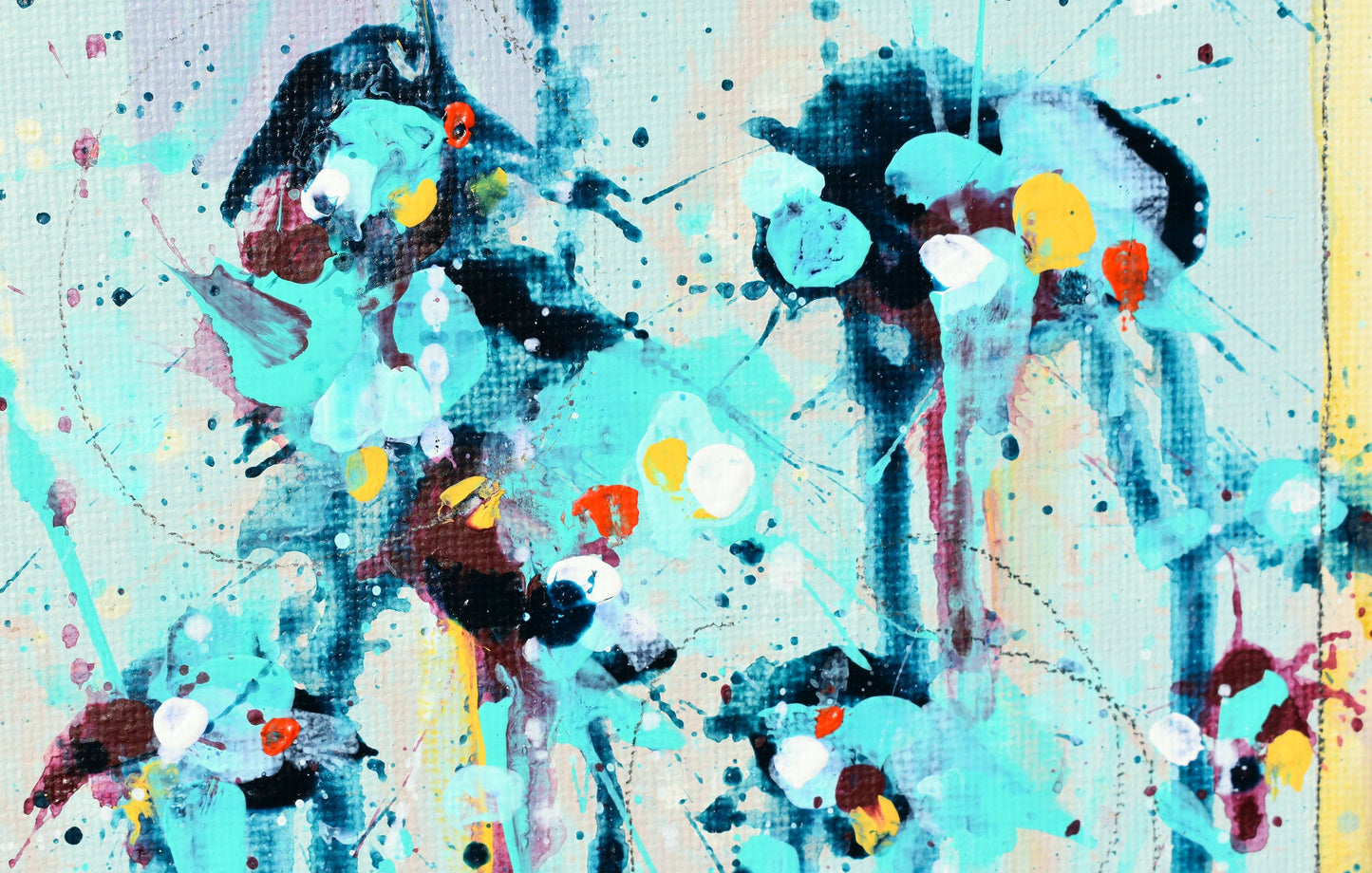 Free Spirit, Sunlit Clouds, Blue Horizon 5″ x 21″ Abstract Painting on Panel