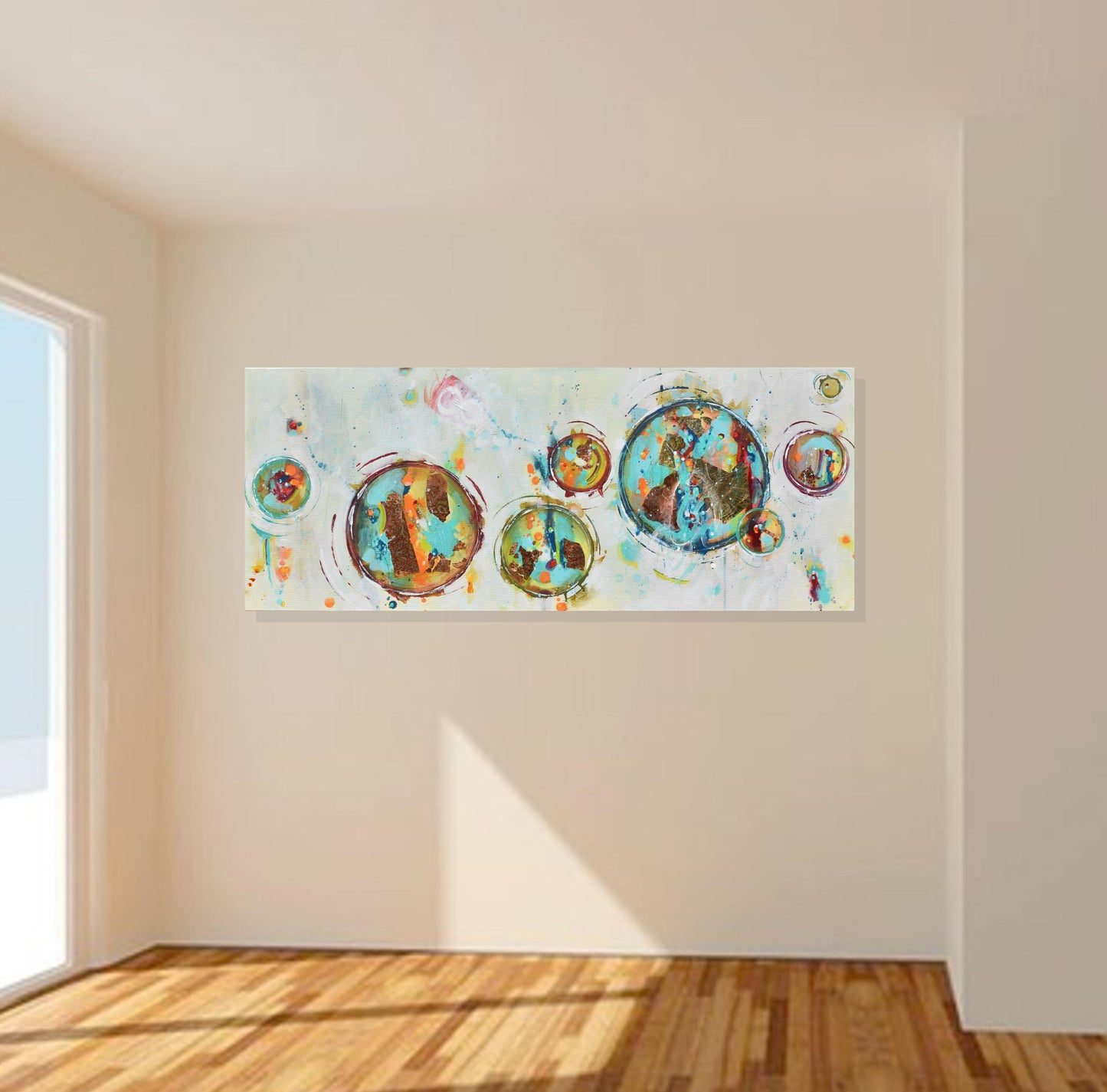 Discovering Rainbows 16″ x 40″ Abstract Painting