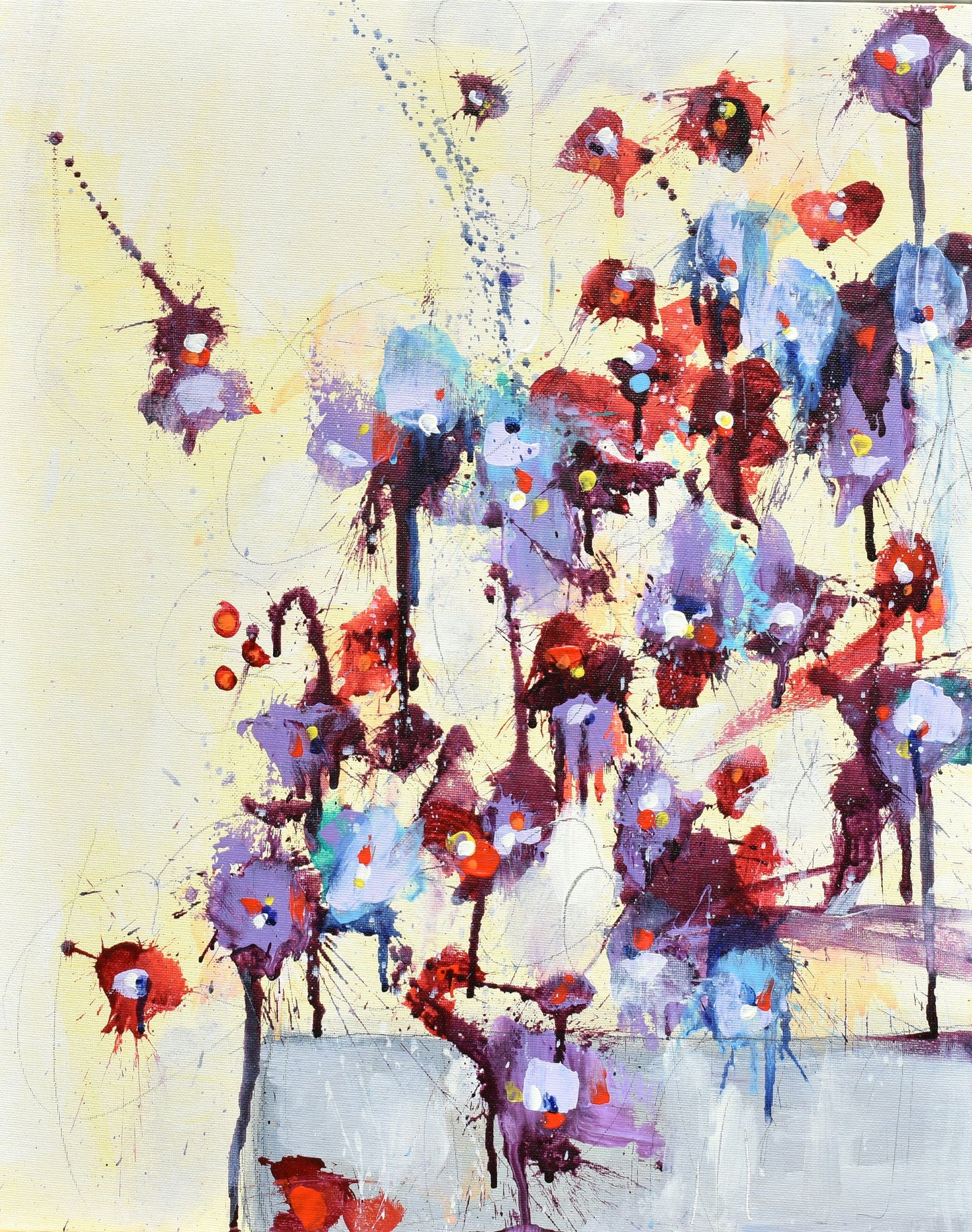 Écoutez Les Fleurs (Listen To The Flowers) 16″ x 20″ Abstract Painting on Panel
