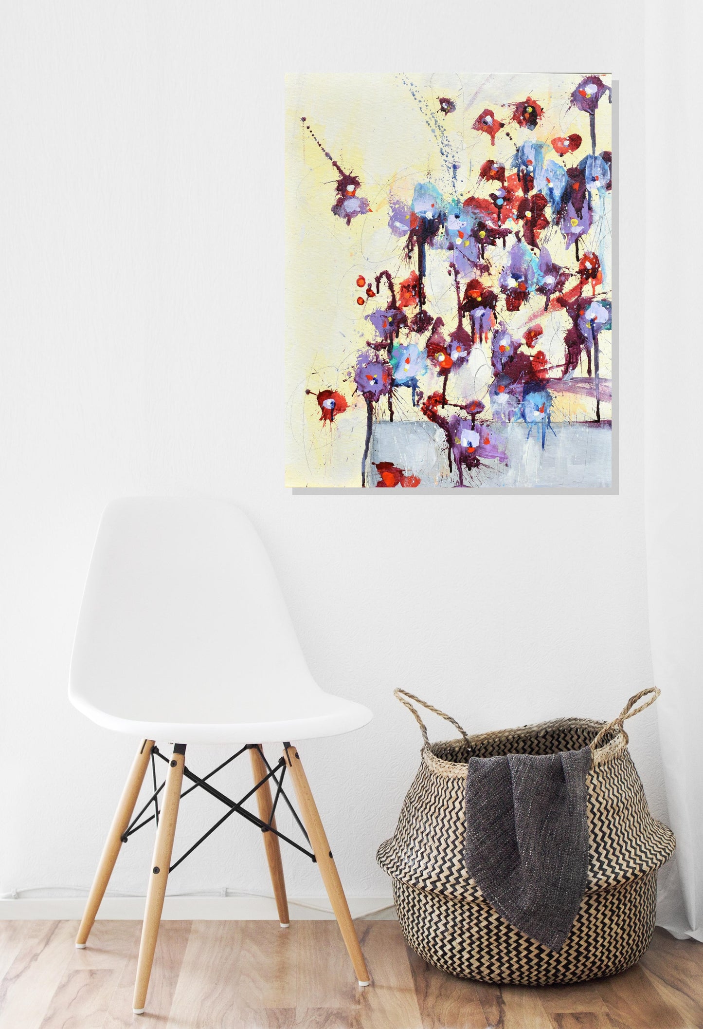 Écoutez Les Fleurs (Listen To The Flowers) 16″ x 20″ Abstract Painting on Panel