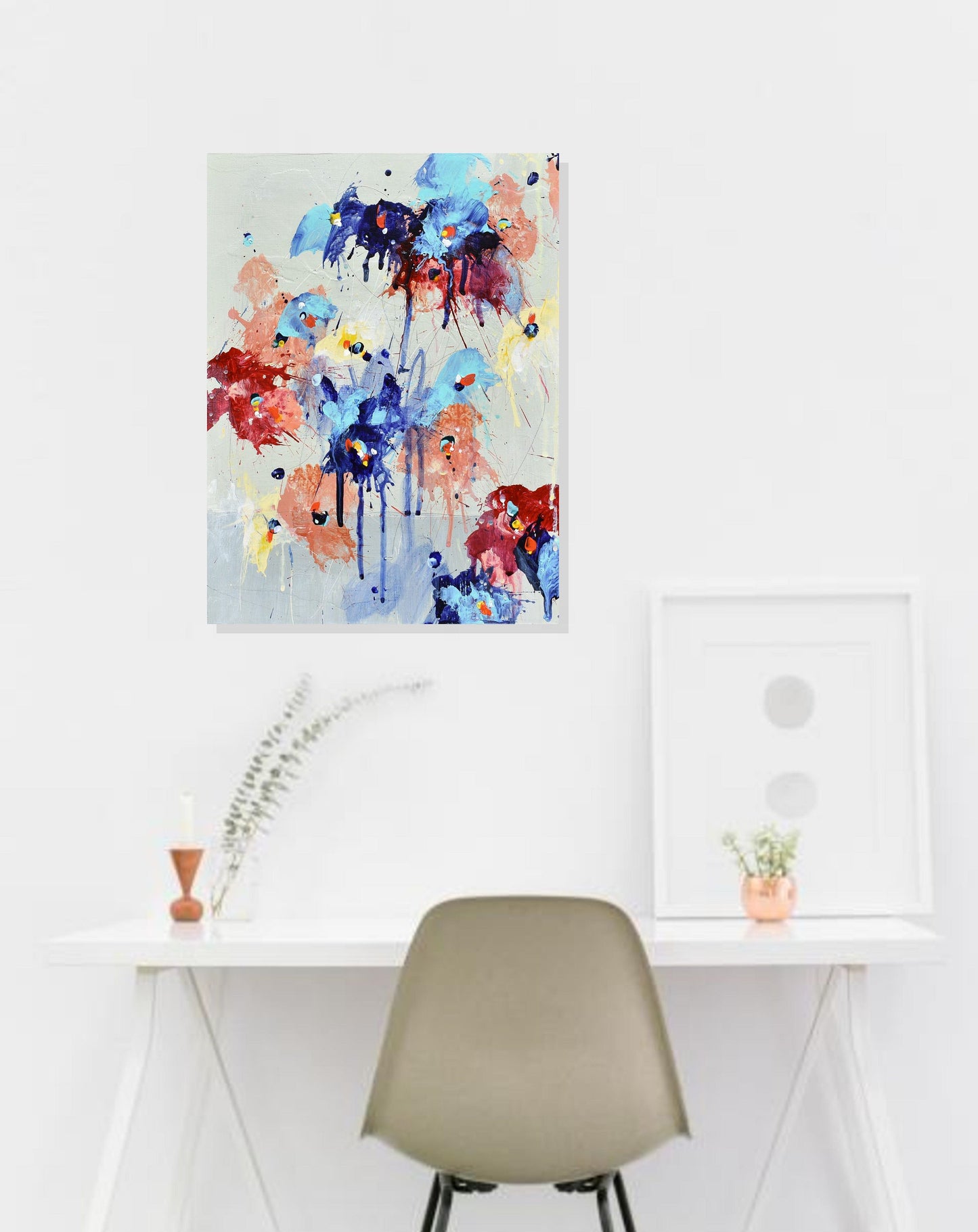 Fleur d'octobre (Flower of October) 9″ x 12″ Abstract Floral Painting on Cradled Panel