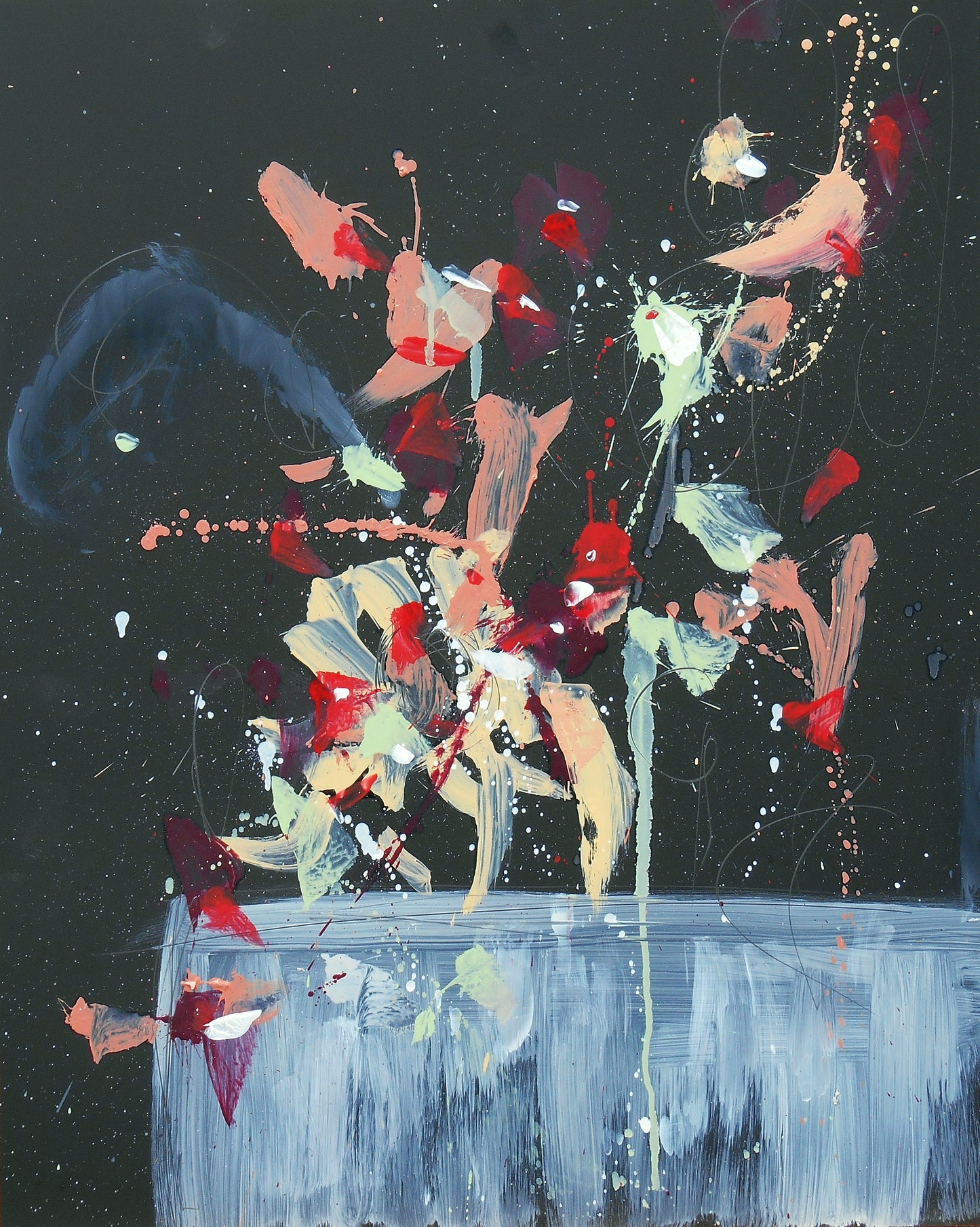 Fleur d'Automne (Flower of Autumn) 16″ x 20″ Abstract Painting on Panel