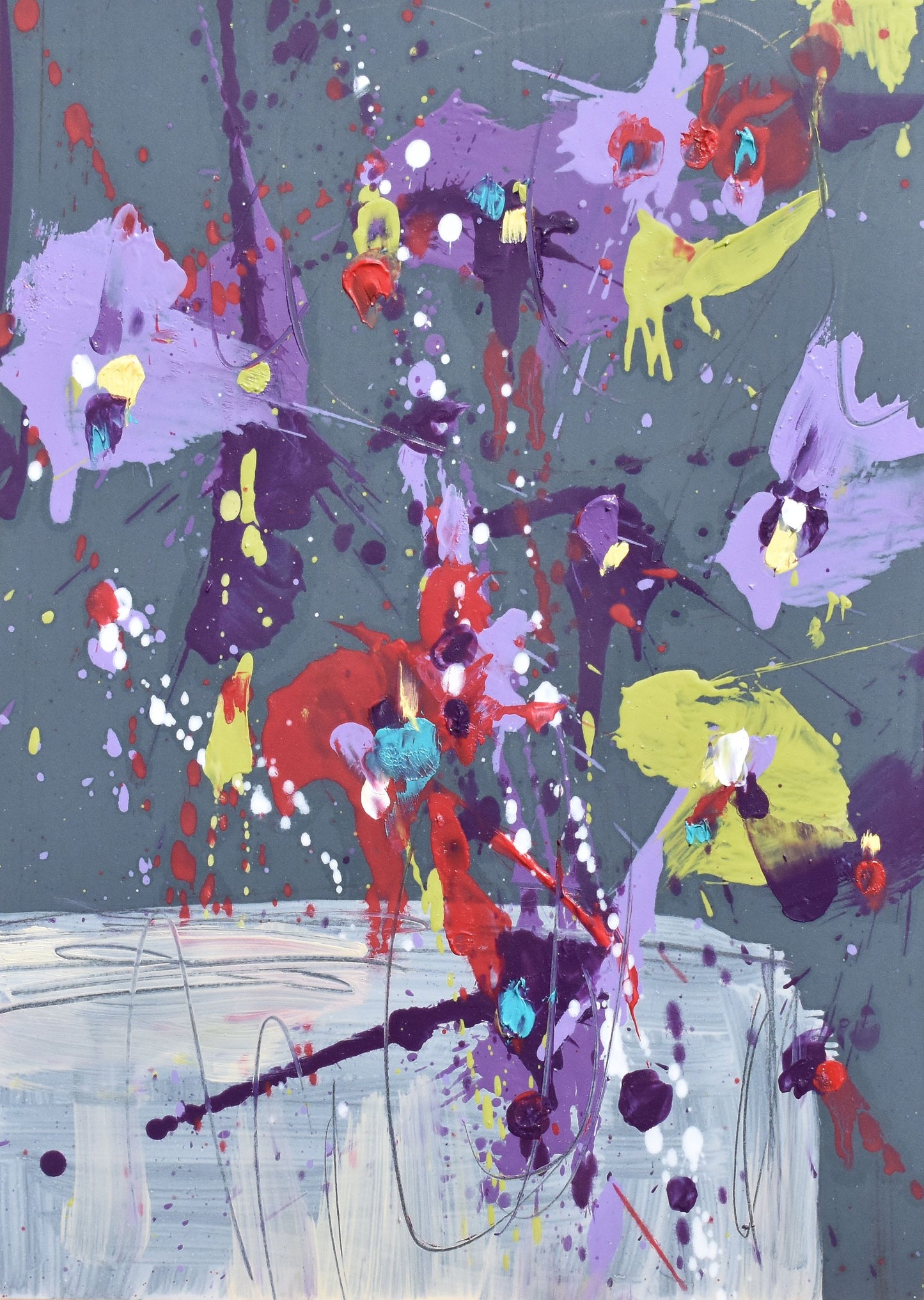 Fleur de la nouvelle lune (Flower of the New Moon) 5″ x 7″ Abstract Painting on Panel