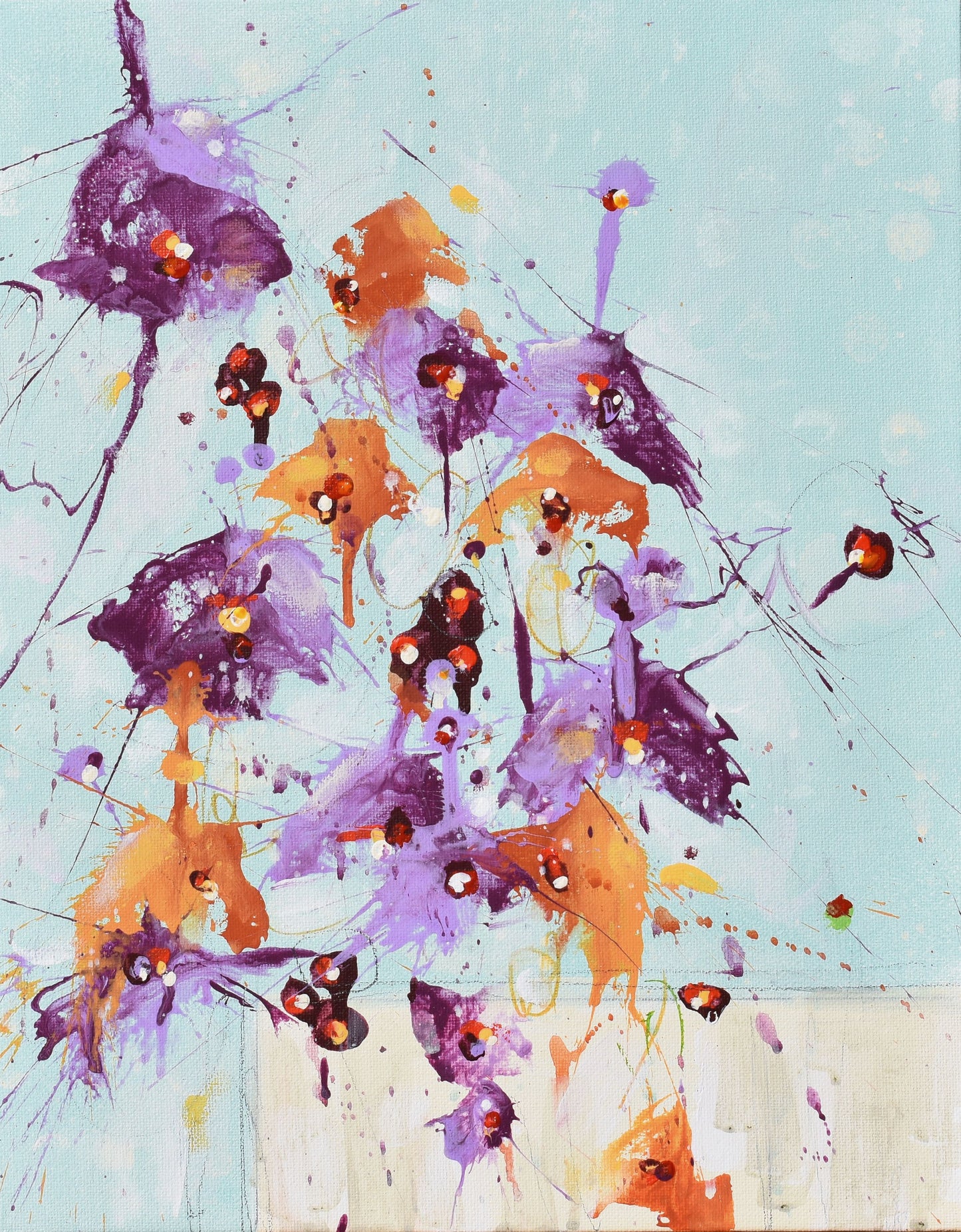 Fleurs De Possibilité (Flowers of Possibility) 11″ x 14″ Abstract Painting on Panel