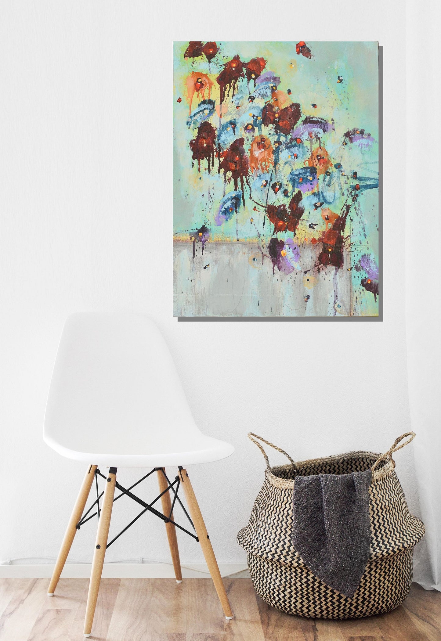 Fleurs Pour Un Nouveau Jour (Flowers For A New Day) 18″ x 24″ Abstract Painting