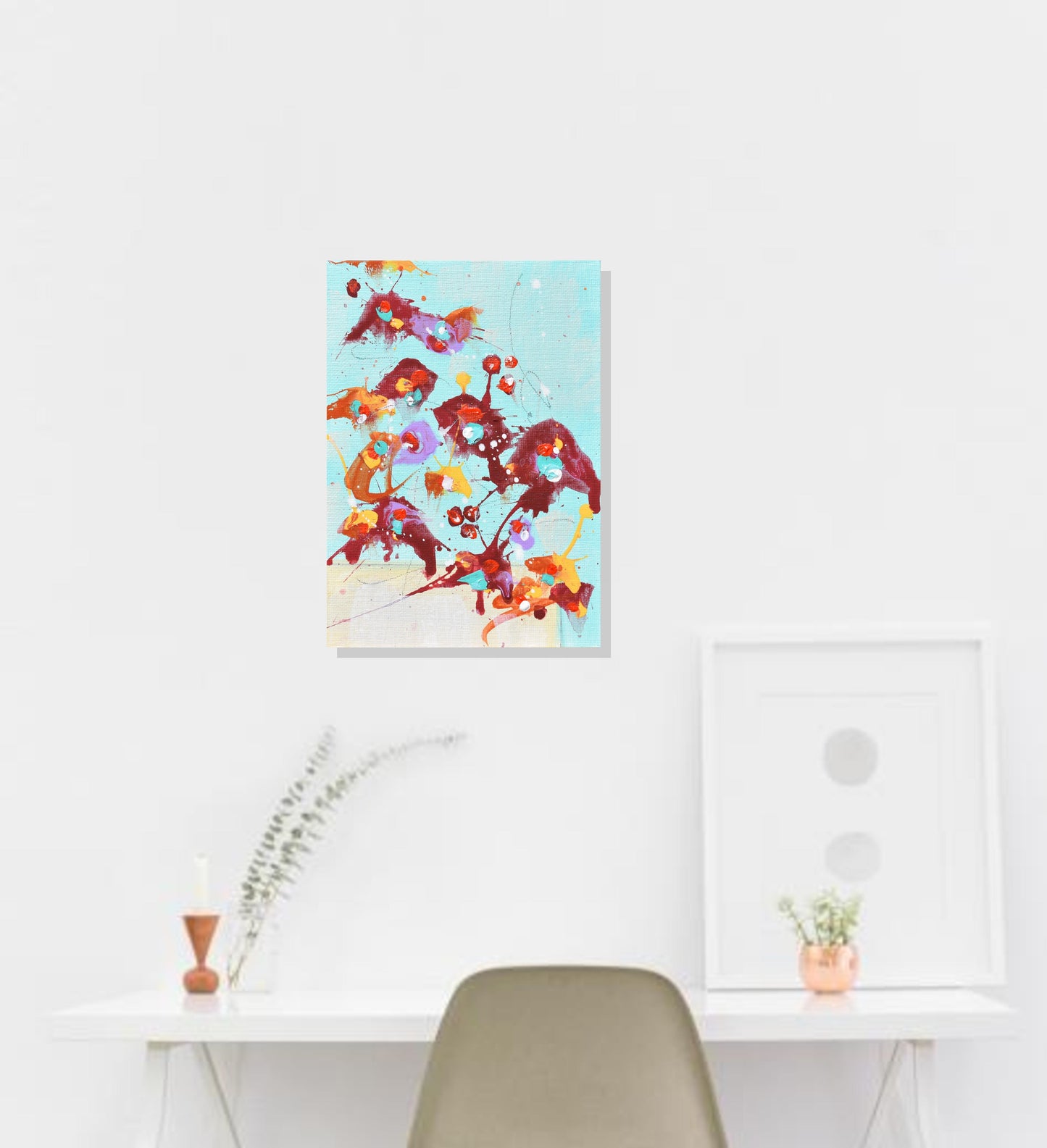 Fleurs de la Nouvelle Lune (Flowers of The New Moon) 5″ x 7″ Abstract Painting on Panel