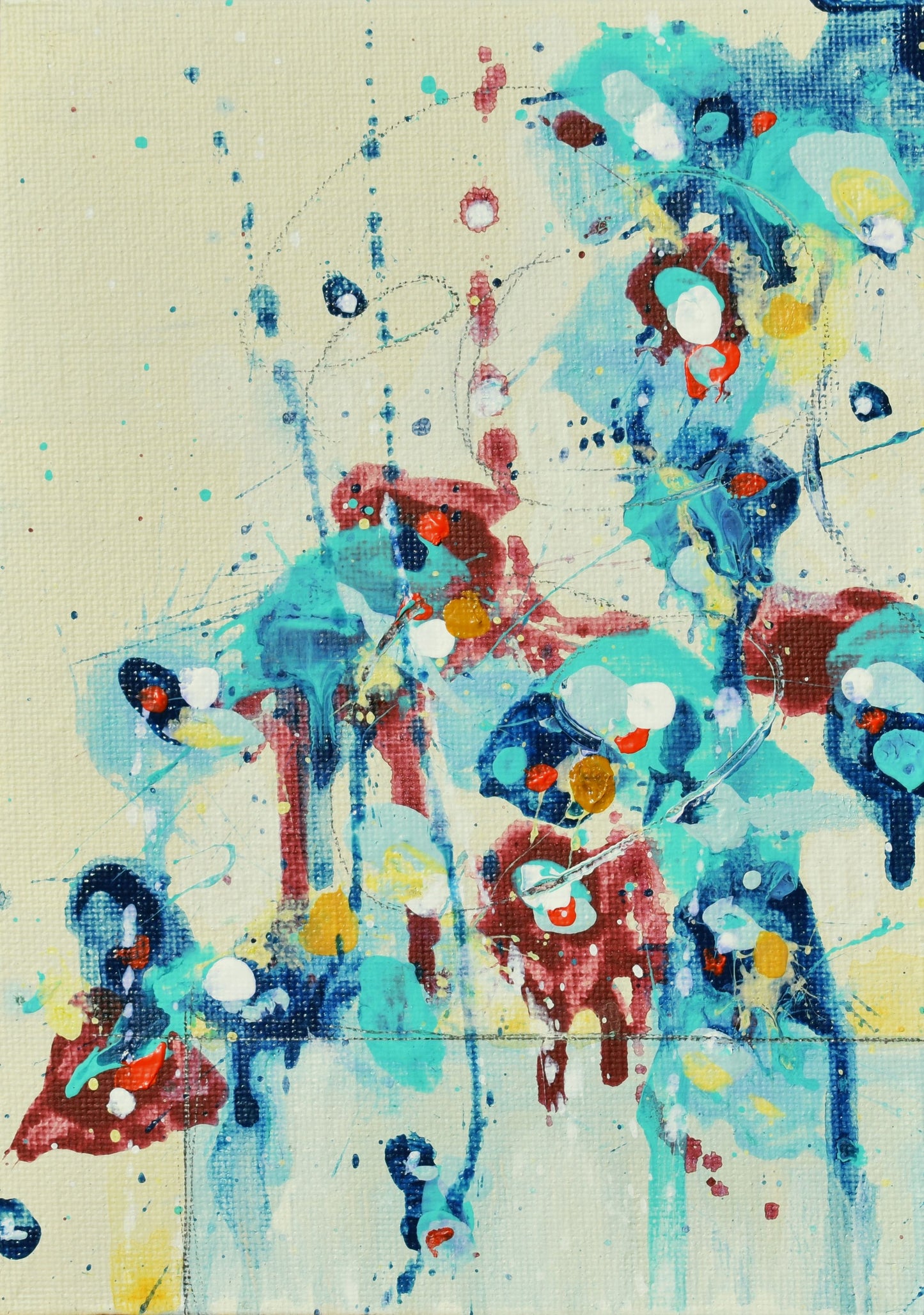 Fleurs de Décembre (Flowers of December) 5″ x 7″ Abstract Painting on Panel