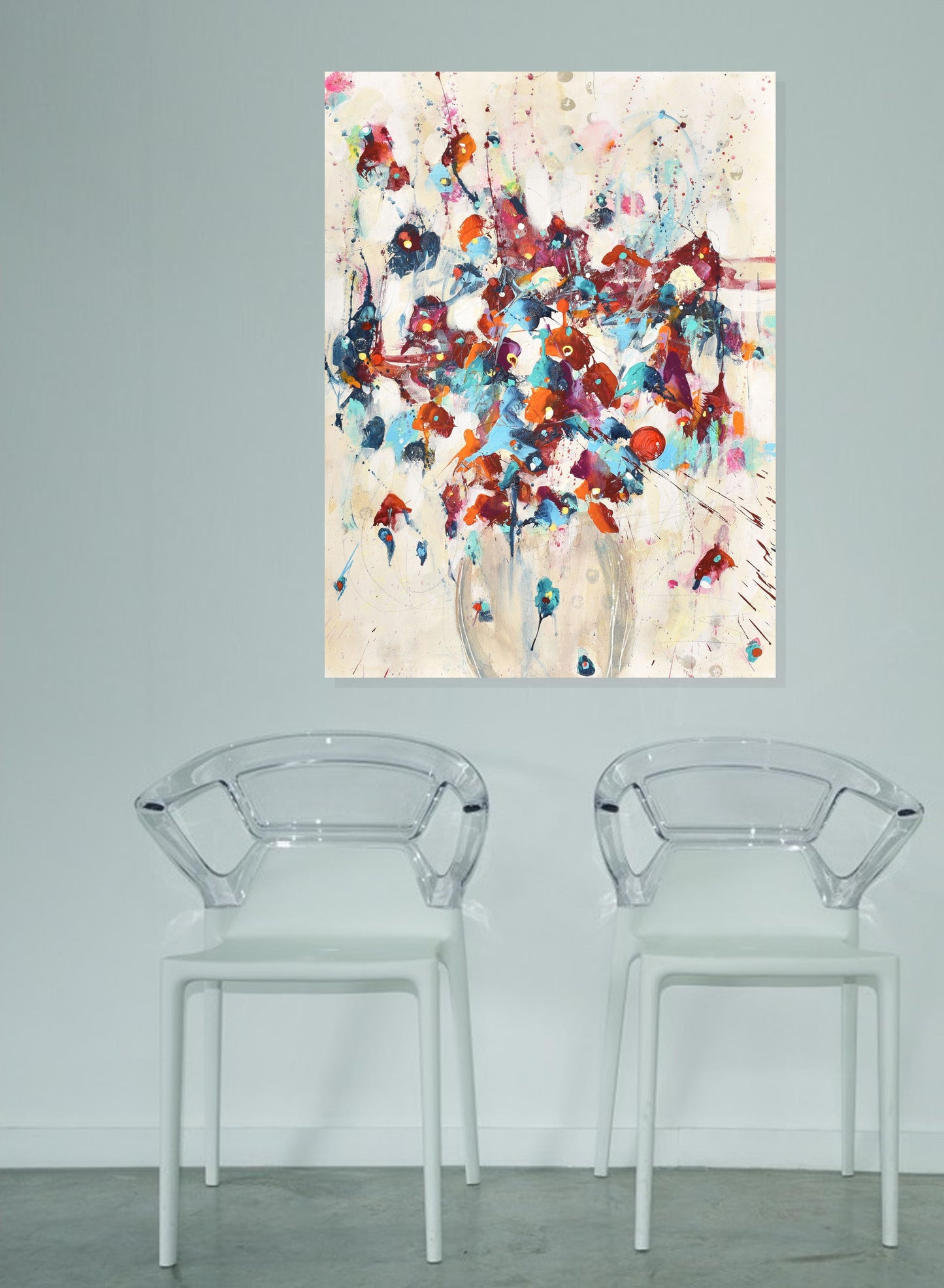 Flowers of First Light 18″ x 24″ Abstract Painting on Unstretched Canvas