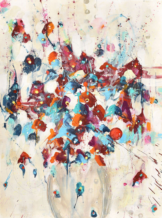 Flowers of First Light 18″ x 24″ Abstract Painting on Unstretched Canvas