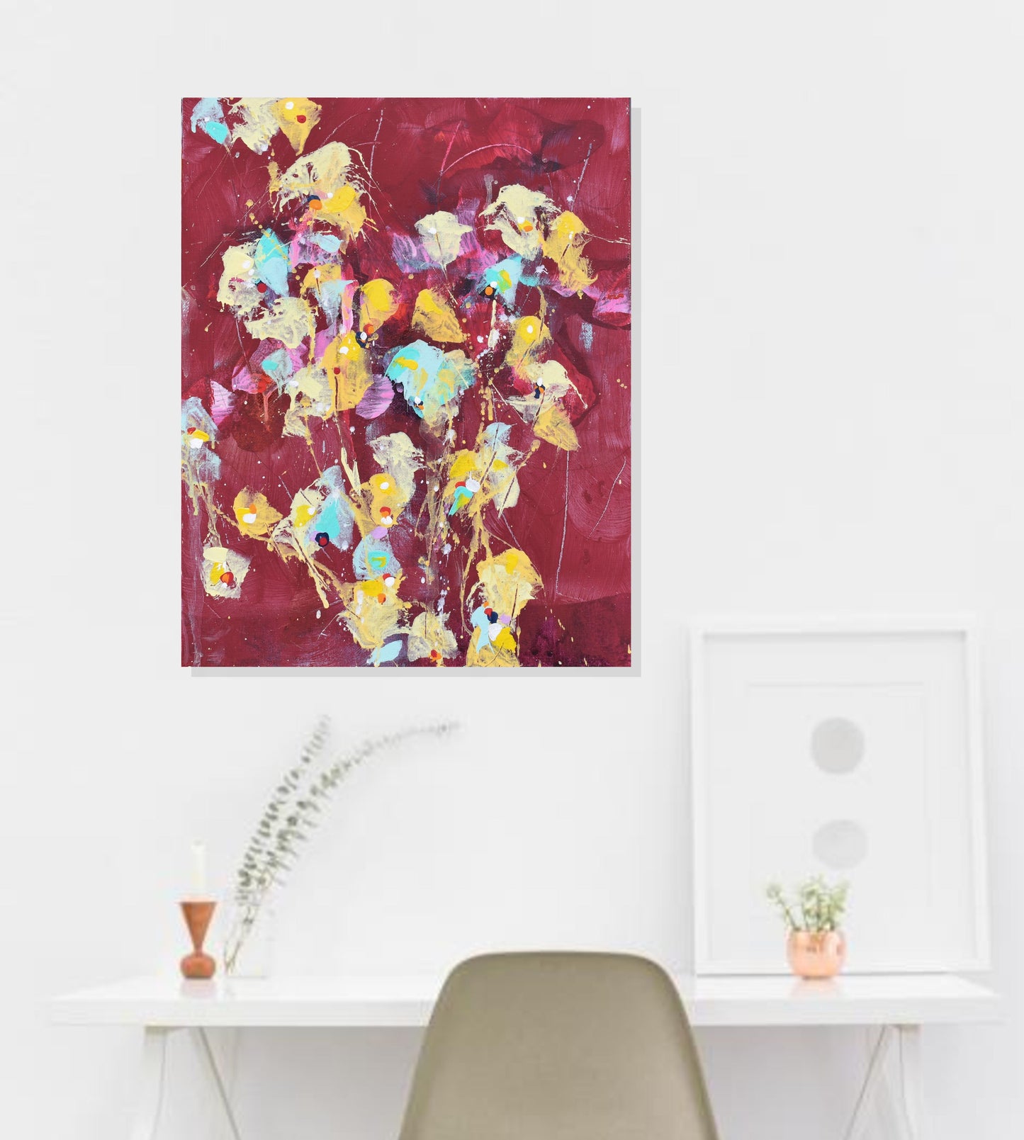 Forsythia In Bloom 11″ x 14″ Abstract Painting on Panel