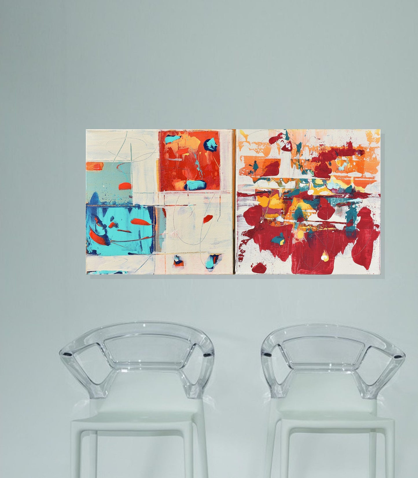 Interspace Scarlet Horizon 8″ x 16″ Abstract Painting