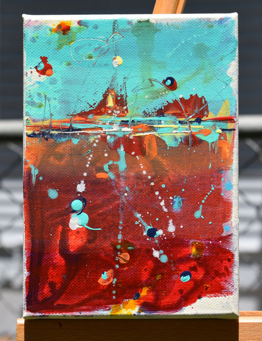 Lovely, Dark, and Deep 5″ x 7″ Abstract Painting