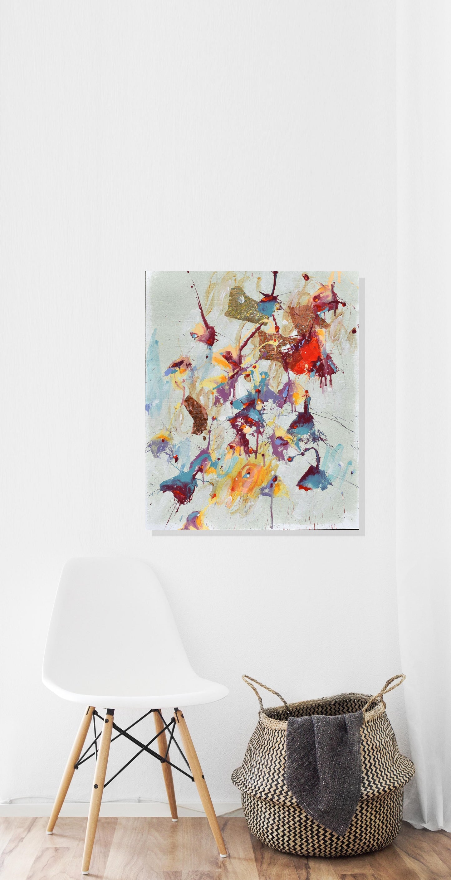 Poppy In The Iris Garden 16″ x 20″ Abstract Painting on Unstretched Canvas
