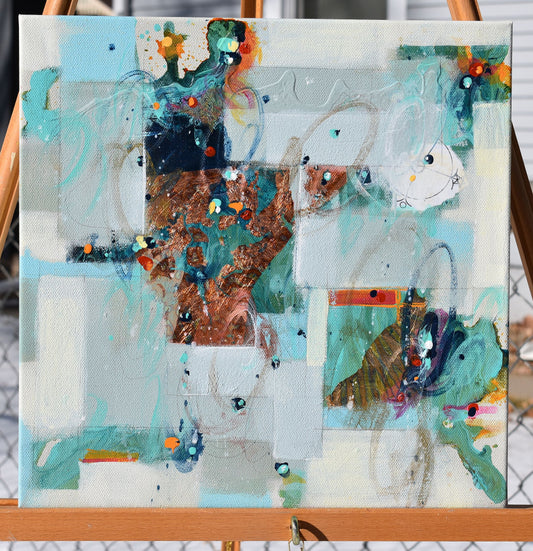 Reflections of The Winter Light 12″ x 12″ Abstract Painting