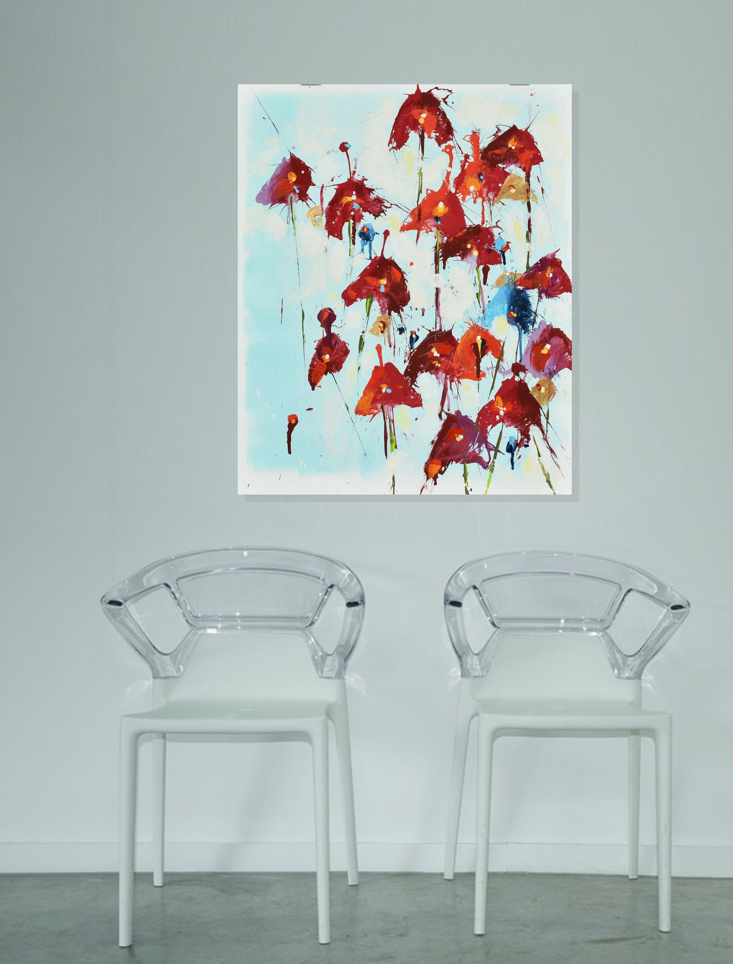 Scarlet Serenade 16″ x 20″ Abstract Painting on Unstretched Canvas