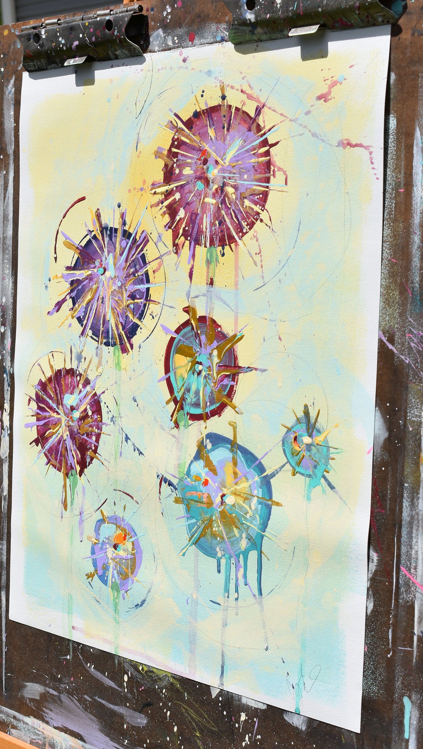 Allium Dreams 16″ x 20″ Abstract Painting on Unstretched Canvas