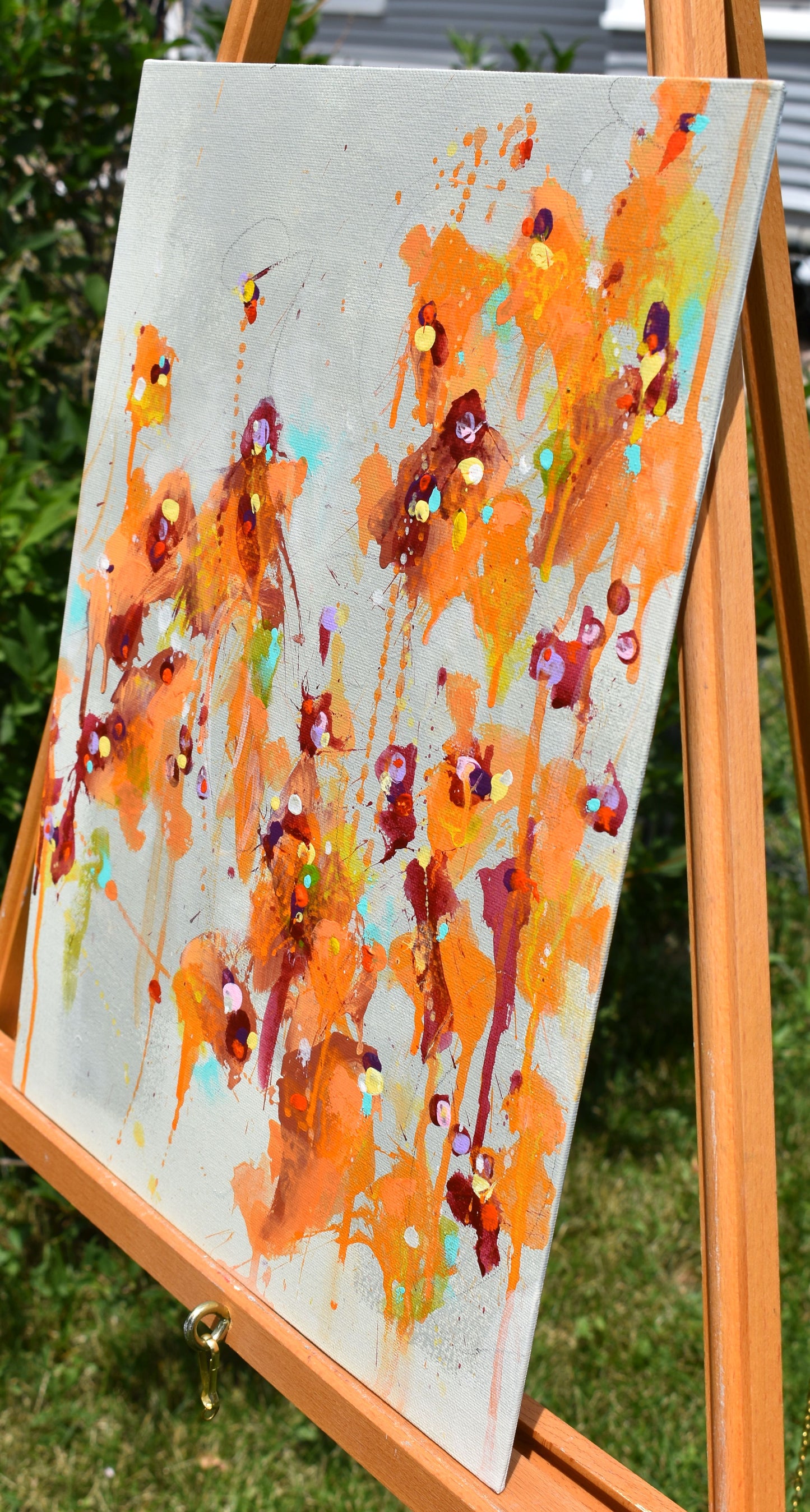 August Lilies 12″ x 16″ Abstract Painting on Panel