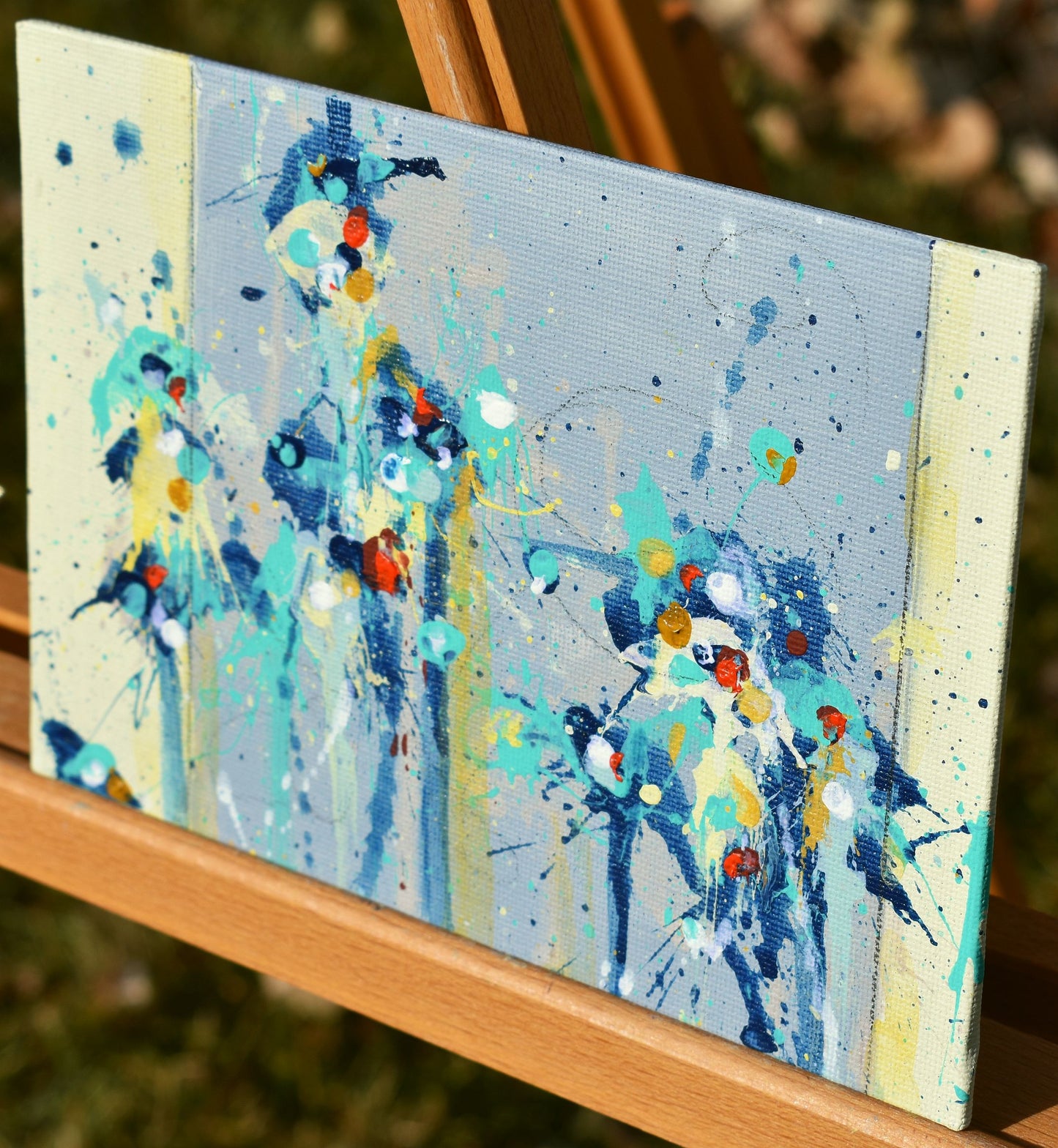 Blue Horizon 5″ x 7″ Abstract Painting on Panel