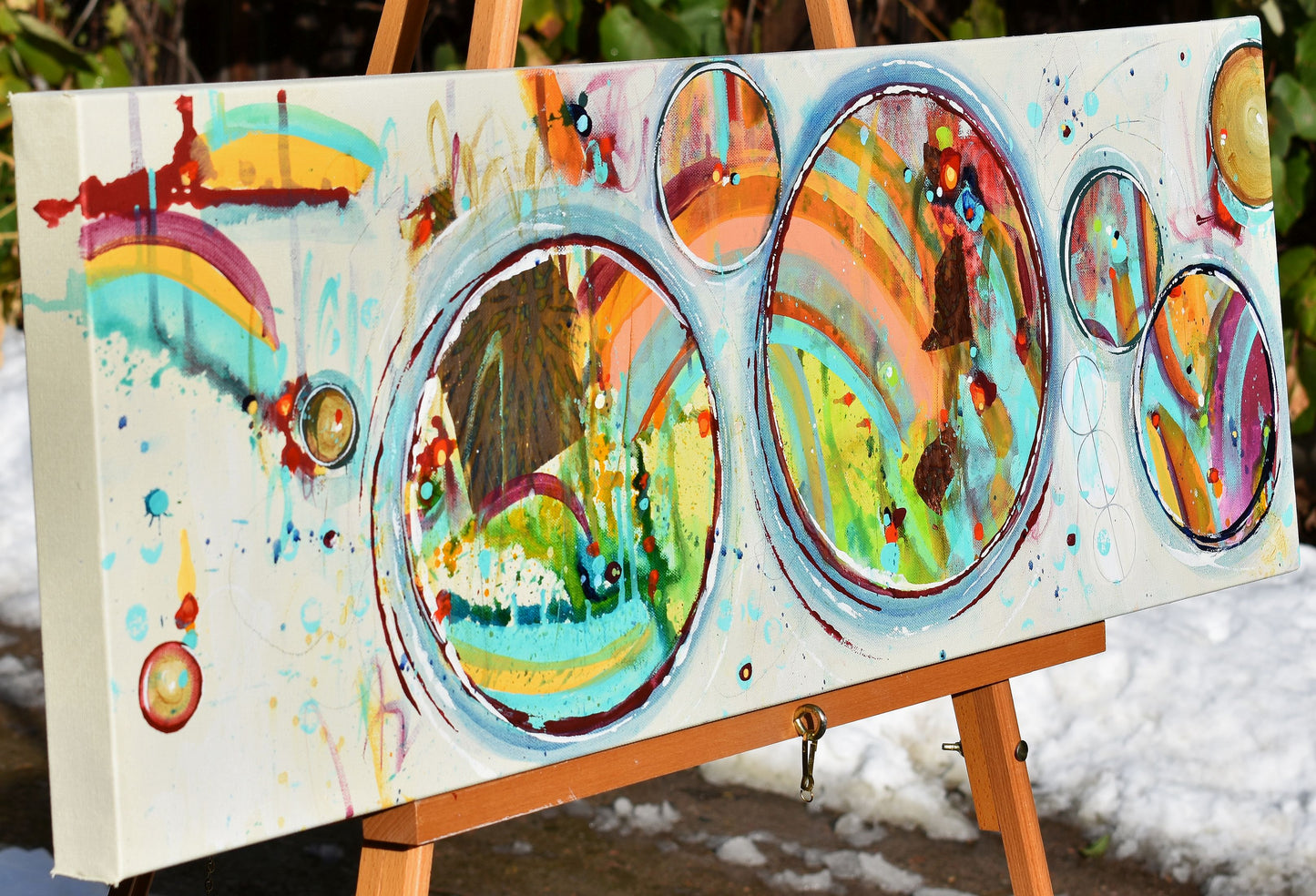 Chasing Rainbows 12″ x 36″ Abstract Painting