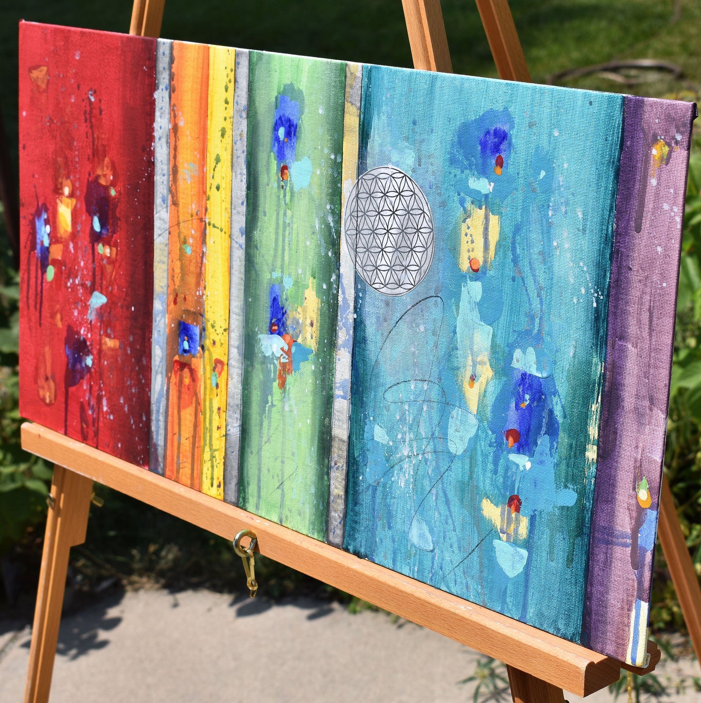 Colors of Joy 24″ x 12″ Abstract Painting on Panel