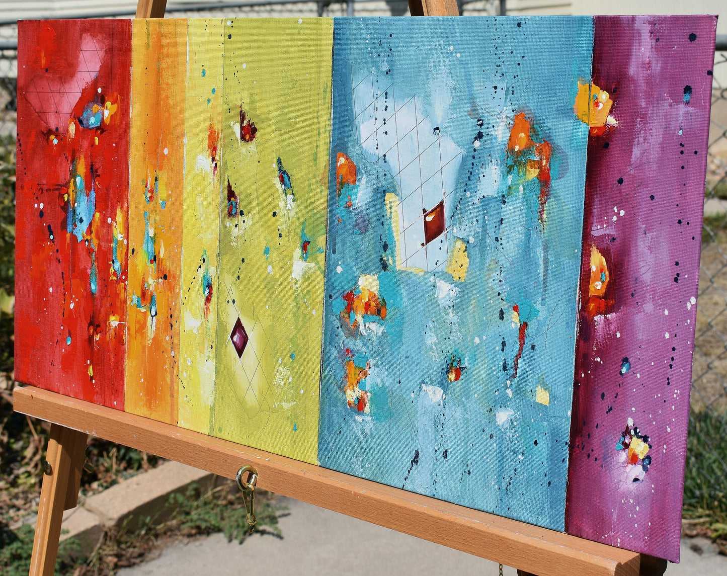 Colors of Spirit 24″ x 12″ Abstract Painting on Panel