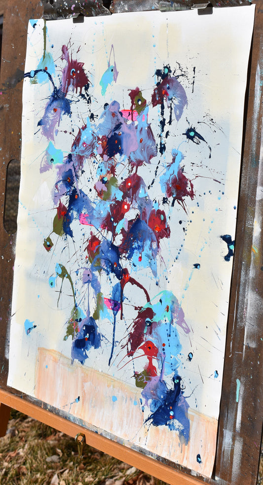 Days of Wine and Roses 18″ x 24″ Abstract Painting on Unstretched Canvas