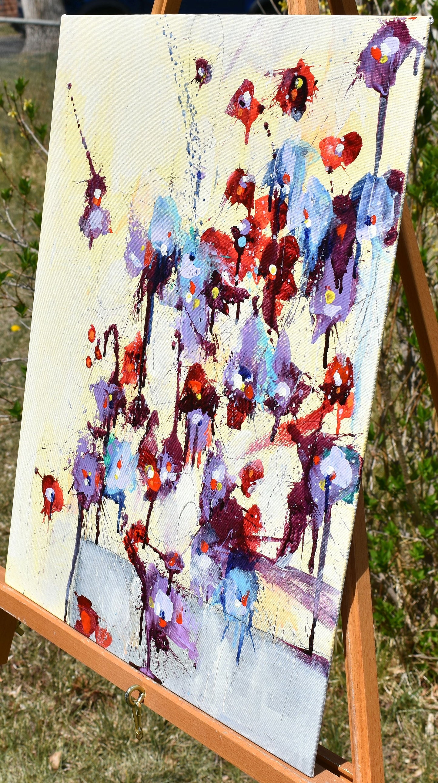 Écoutez Les Fleurs (Listen To The Flowers) 16″ x 20″ Abstract Painting on Panel