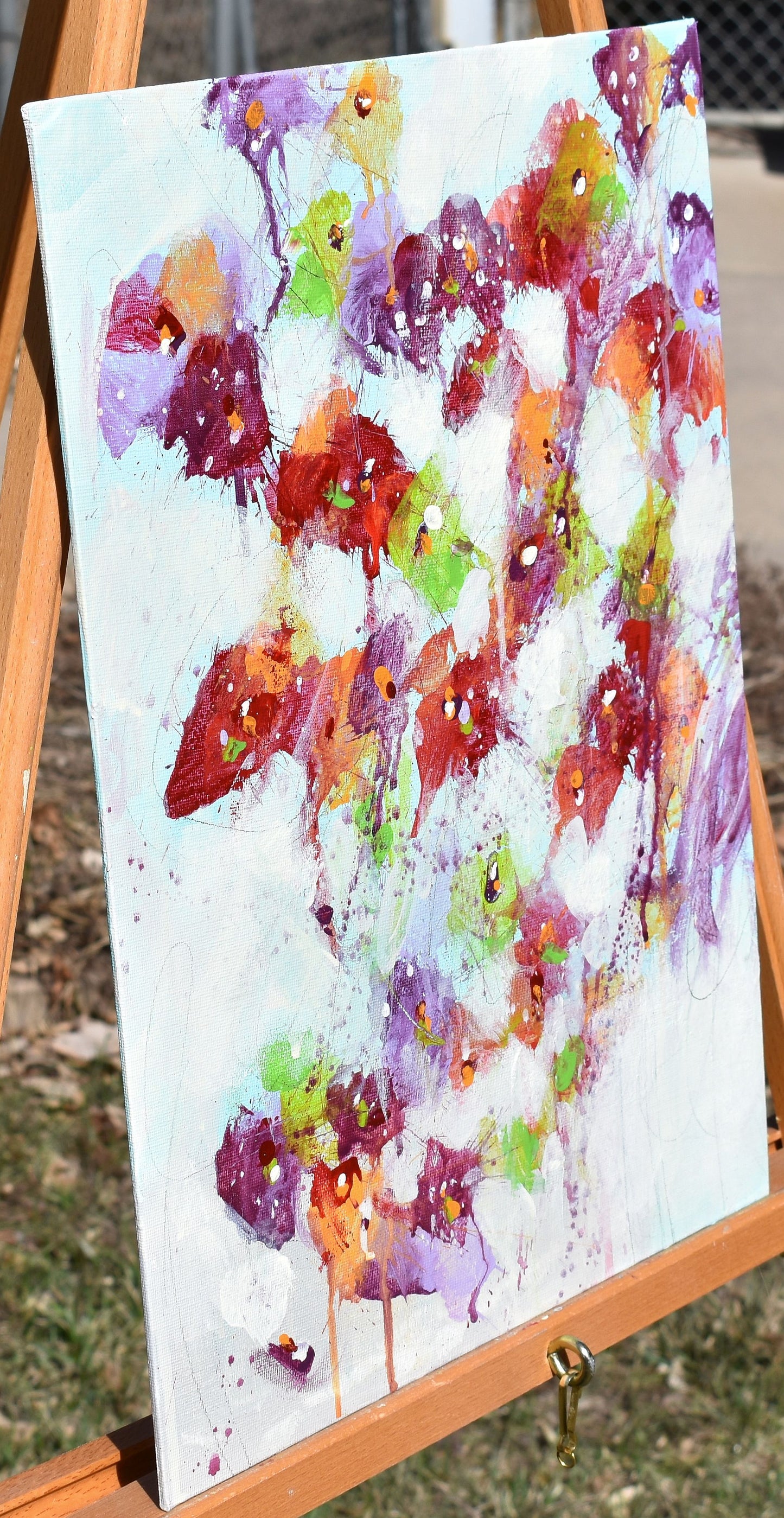 Fleur d'avril (Flower of April) 12″ x 16″ Abstract Painting on Panel