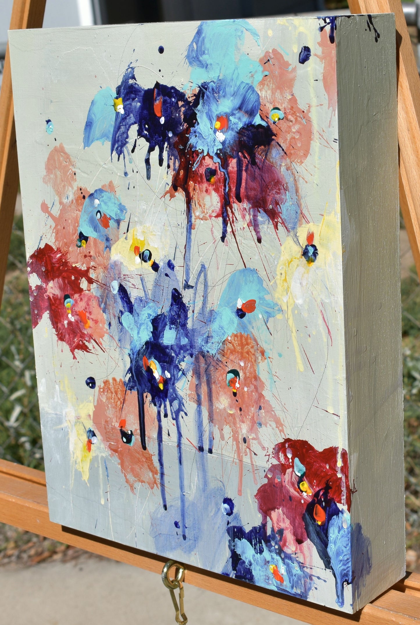 Fleur d'octobre (Flower of October) 9″ x 12″ Abstract Floral Painting on Cradled Panel