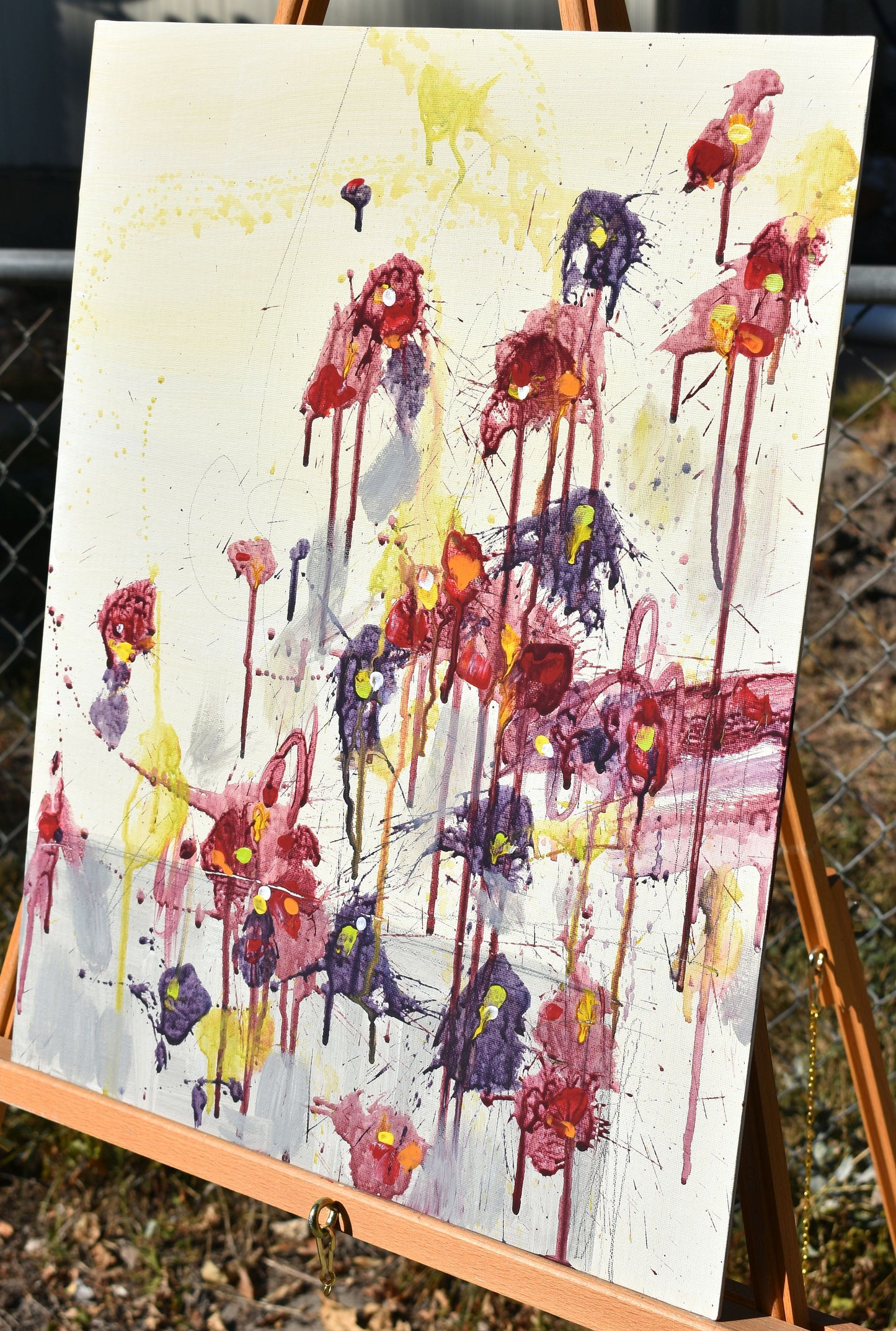 Fleur de Septembre (Flower of September) 16″ x 20″ Abstract Painting on Panel