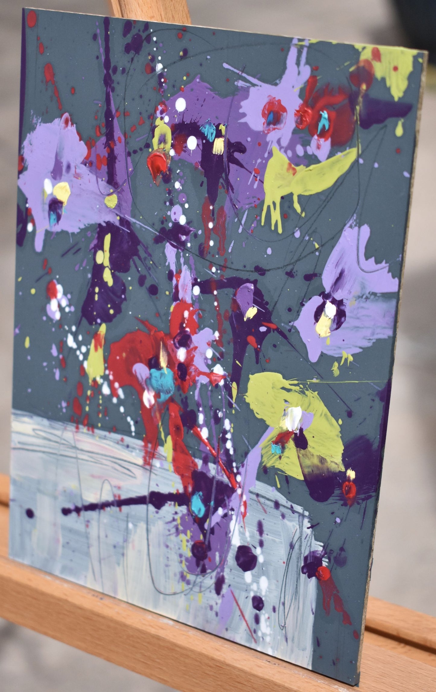 Fleur de la nouvelle lune (Flower of the New Moon) 5″ x 7″ Abstract Painting on Panel