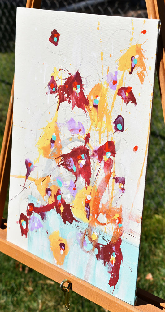 Fleurs d'Esprit (Flowers of Spirit) 11″ x 14″ Abstract Painting on Panel