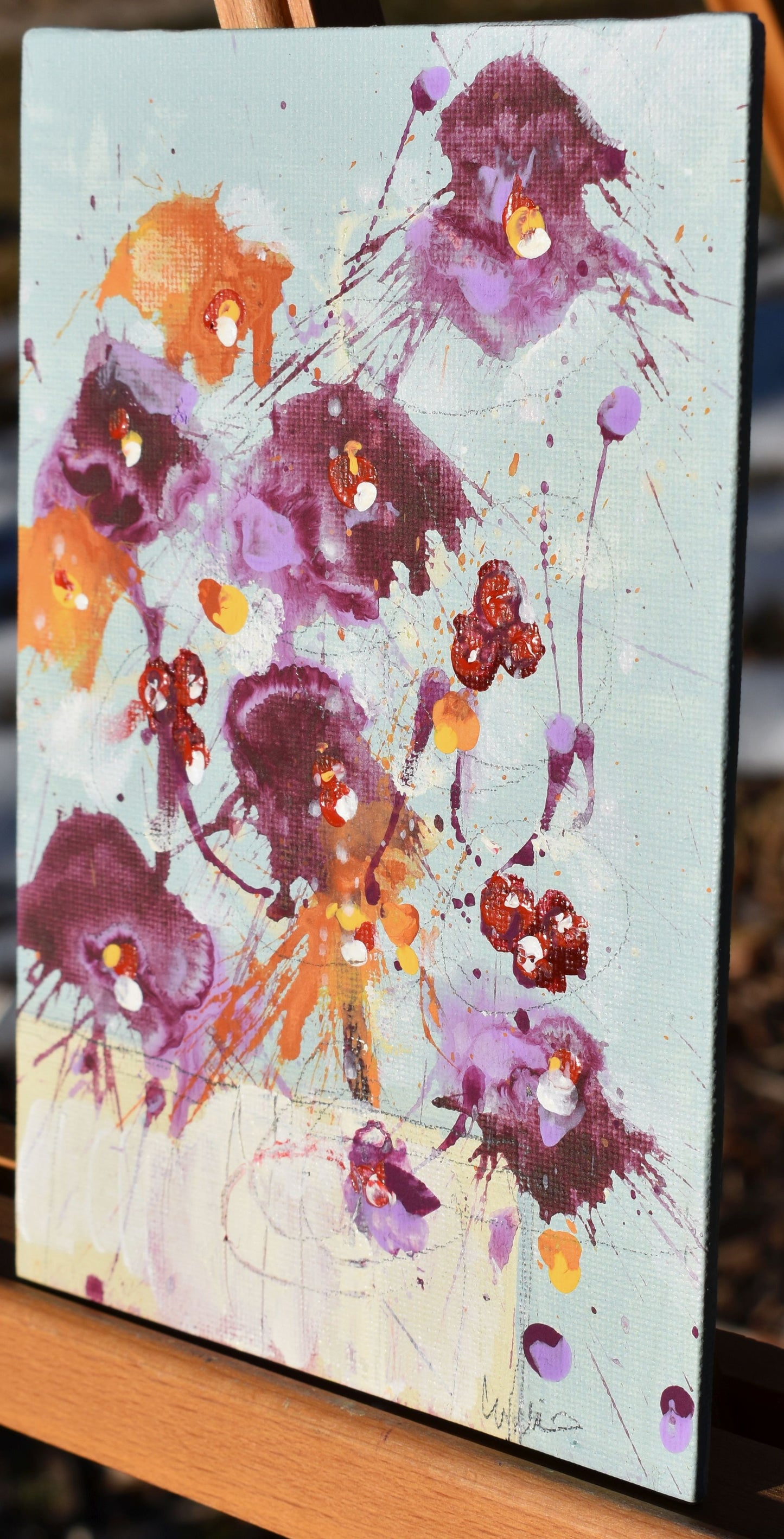 Fleur de L'éveil (Flower of Awakening) 5″ x 7″ Abstract Painting on Panel