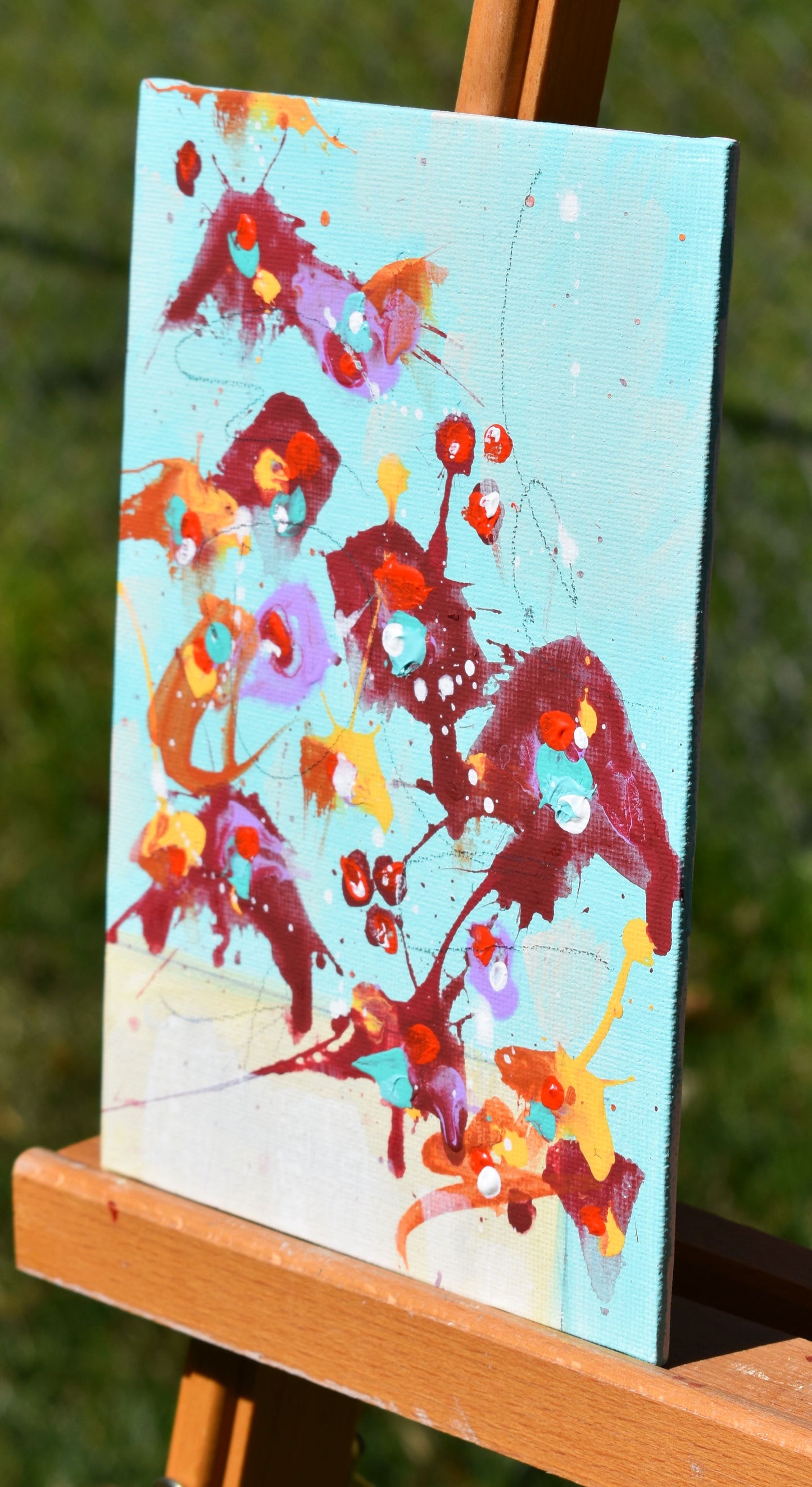 Fleurs de la Nouvelle Lune (Flowers of The New Moon) 5″ x 7″ Abstract Painting on Panel