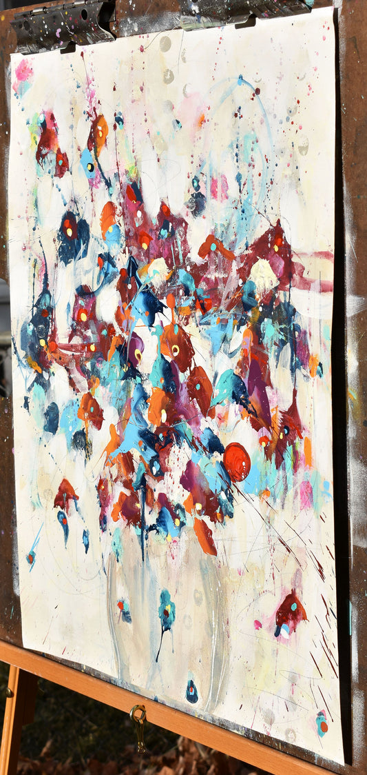 Flowers of First Light 18″ x 24″ Abstract Painting on Unstretched Canvas