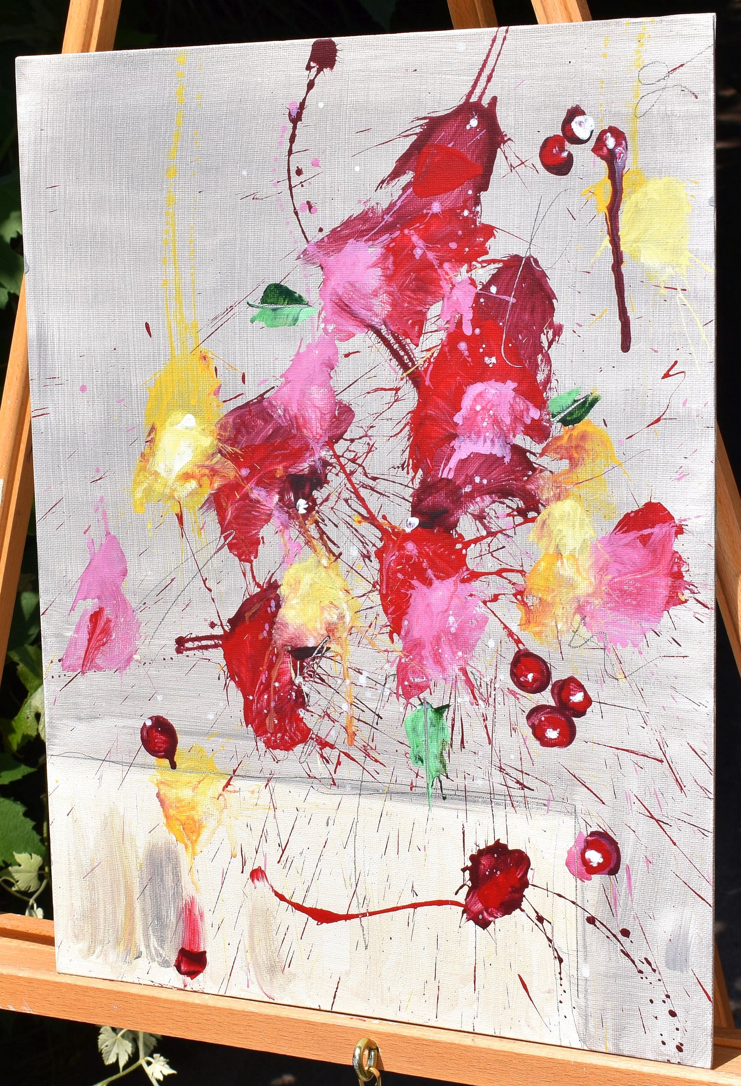 Fleurs de la Passion (Flowers of Passion) 12″ x 16″ Abstract Painting on Panel