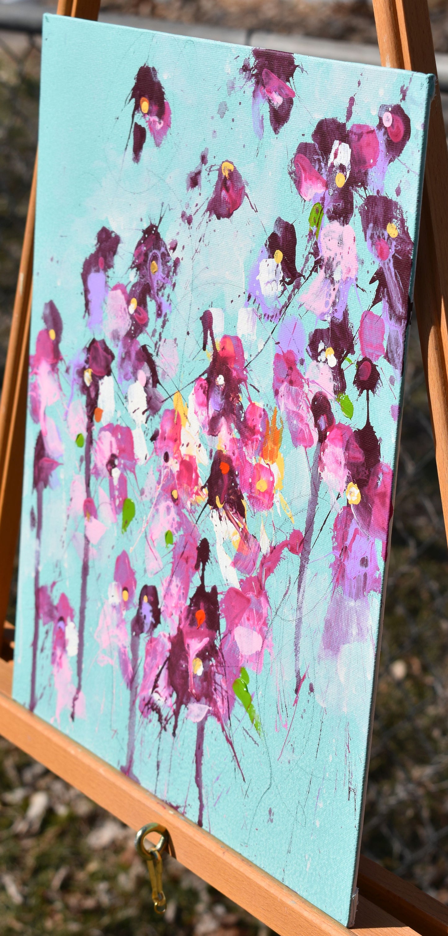 Flowers of Spring 11″ x 14″ Abstract Painting on Panel