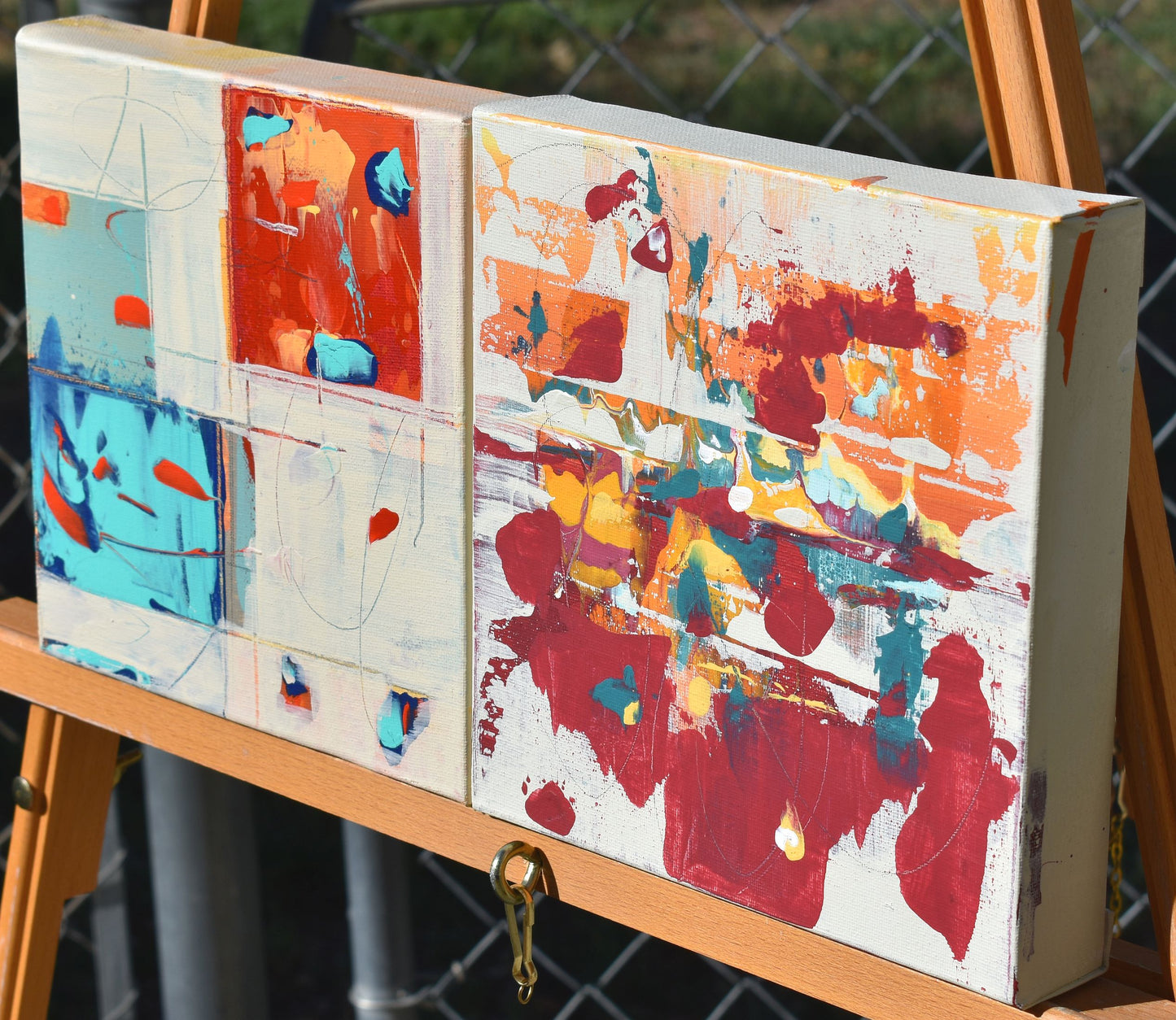 Interspace Scarlet Horizon 8″ x 16″ Abstract Painting